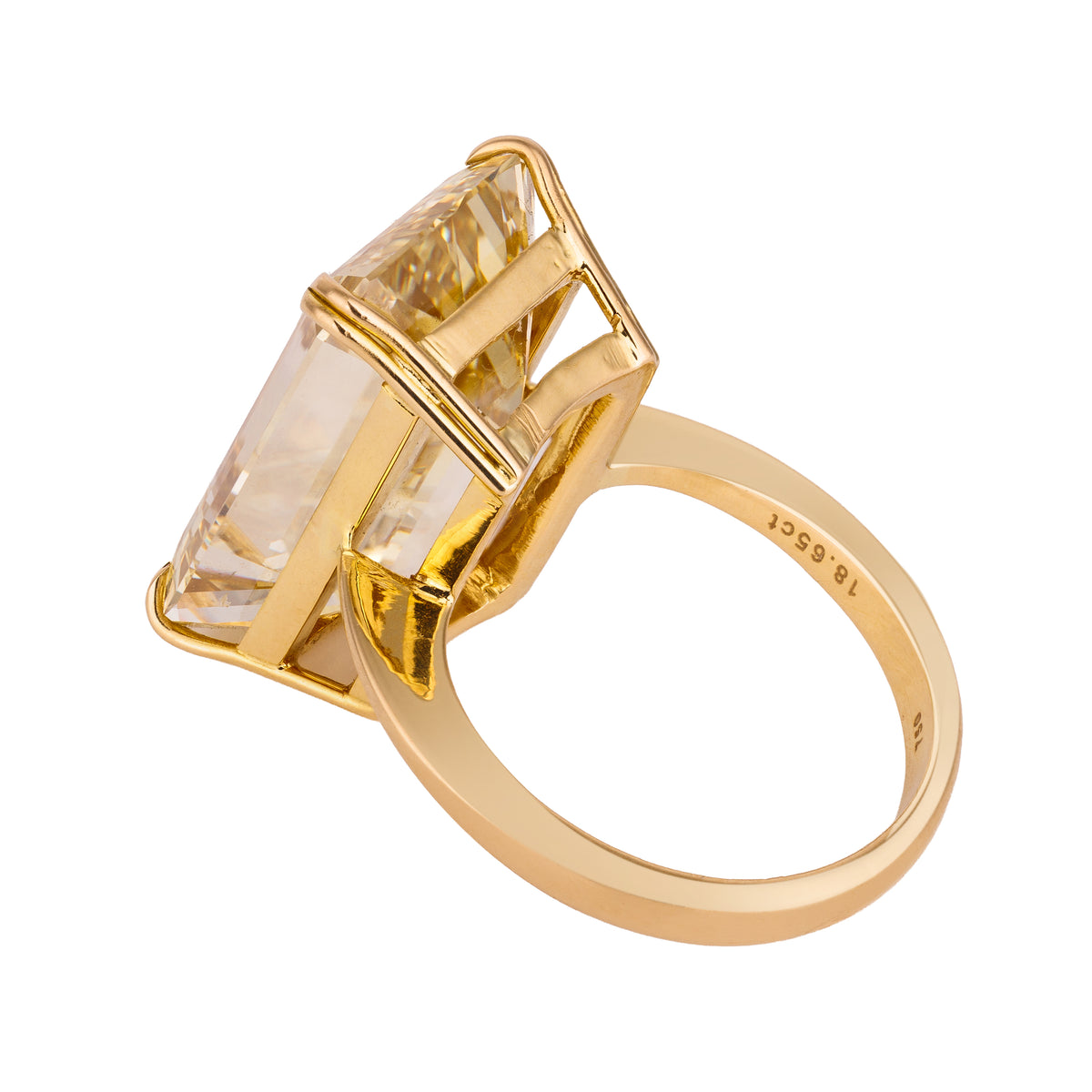 18.65 ct Emerald-Cut Natural Fancy Light Brownish Yellow Diamond Ring | 18k Yellow Gold | VS1 Clarity | GIA Certified