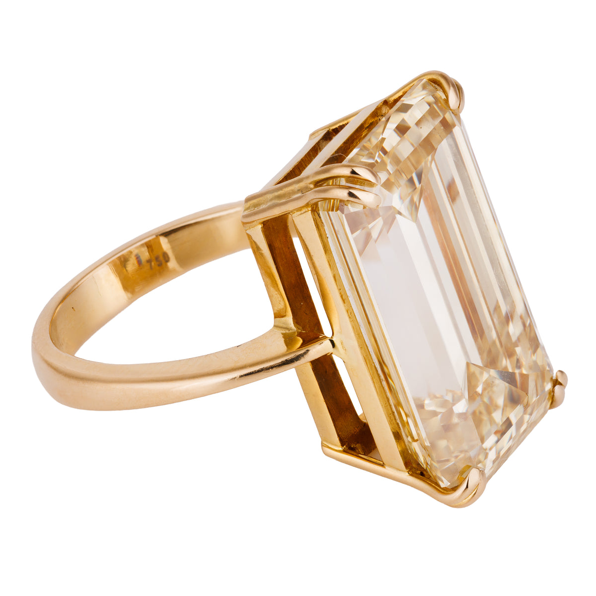 18.65 ct Emerald-Cut Natural Fancy Light Brownish Yellow Diamond Ring | 18k Yellow Gold | VS1 Clarity | GIA Certified
