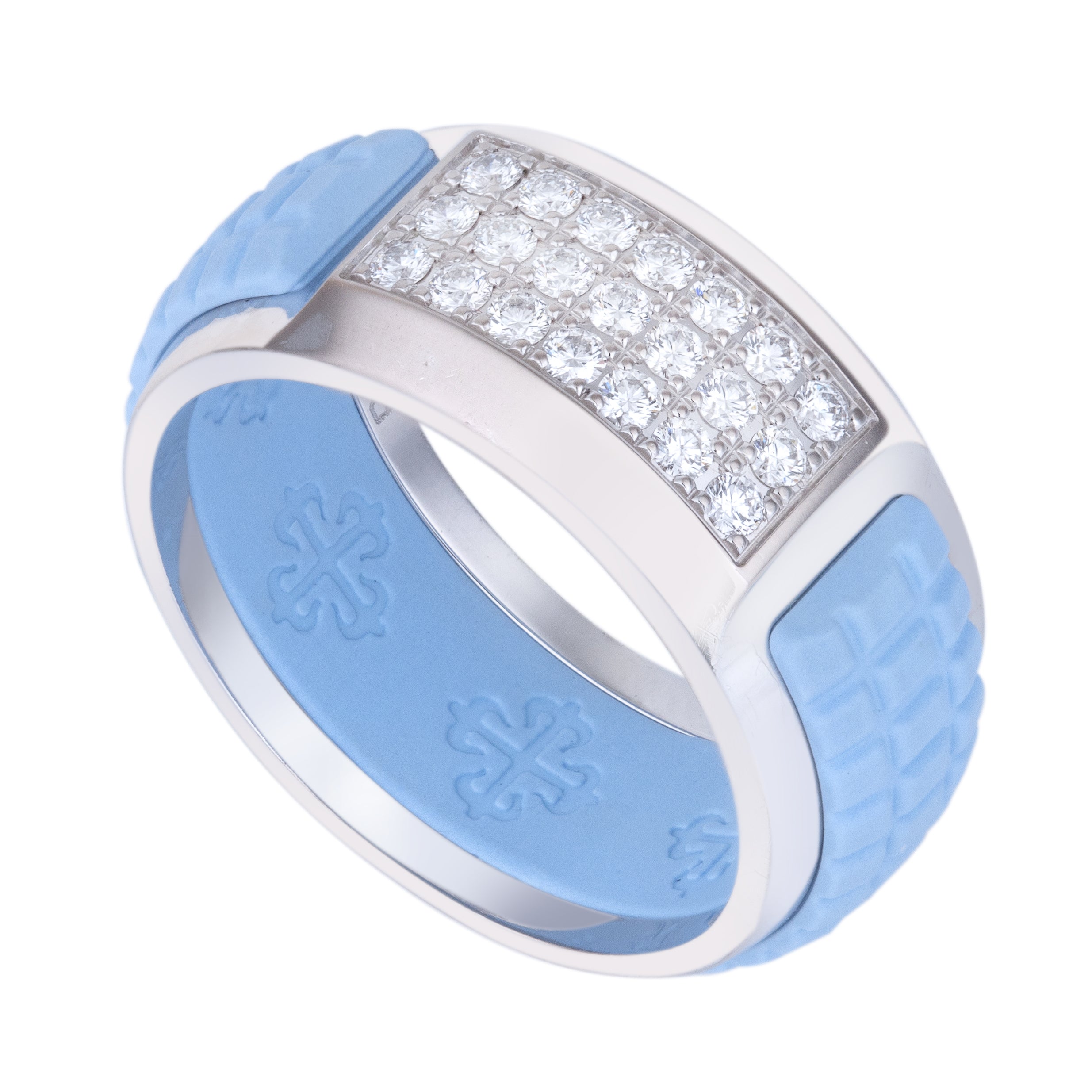 Patek Philippe Aquanaut Luce Ring | Pavé Diamonds & Interchangeable Rubber Inserts | 18k White Gold