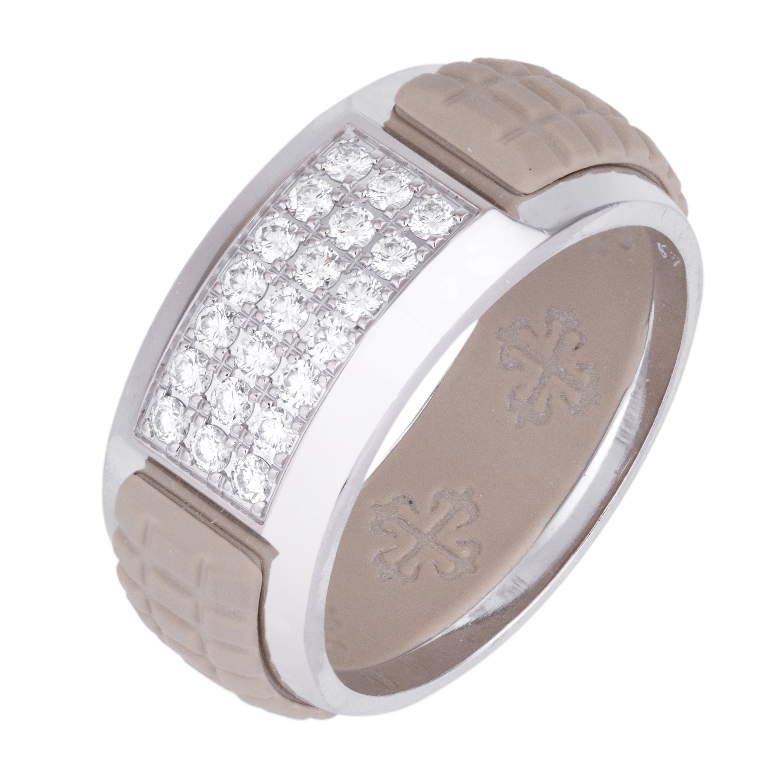 Patek Philippe Aquanaut Luce Ring | Pavé Diamonds & Interchangeable Rubber Inserts | 18k White Gold