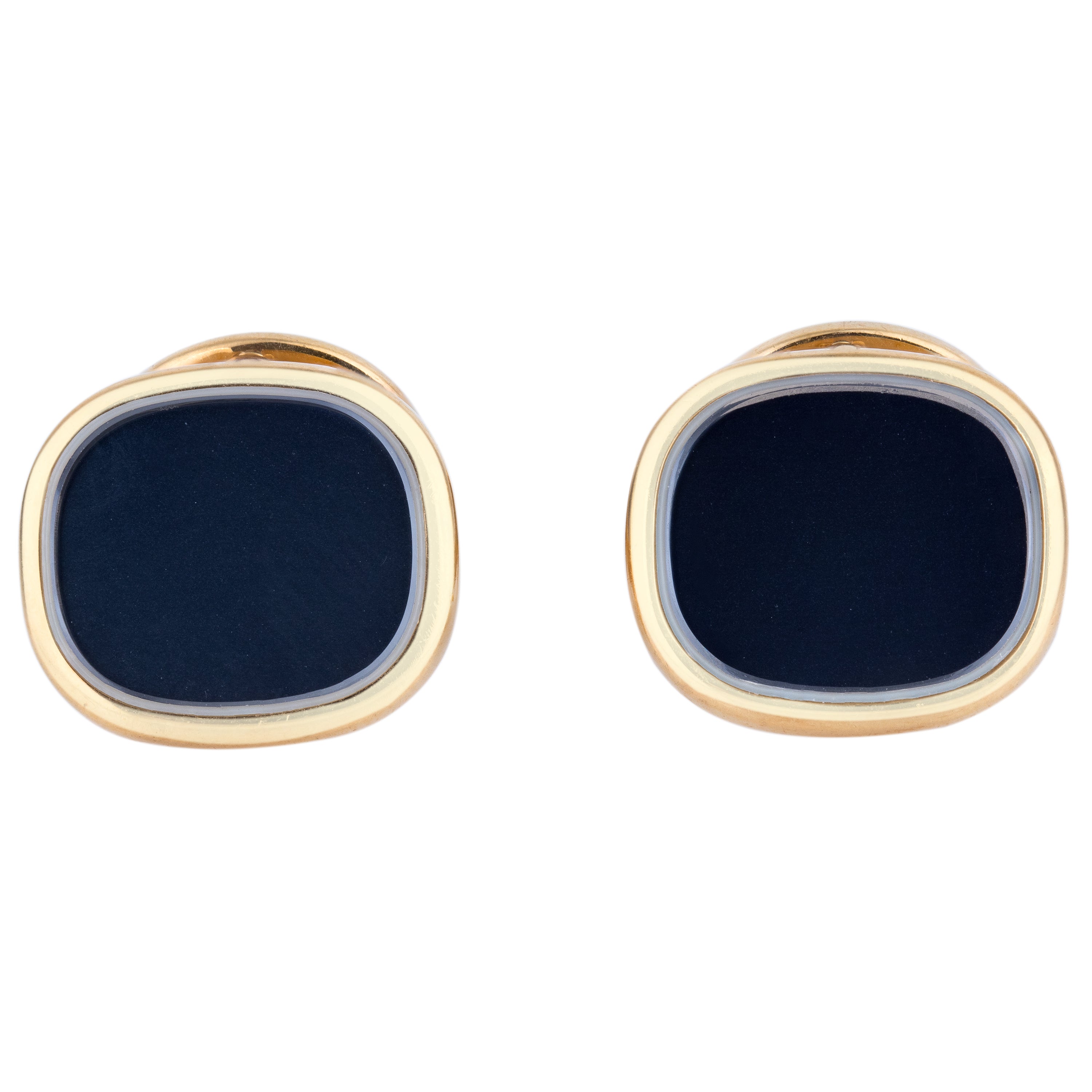 Patek Phillipe Blue Ellipse Cufflinks | 18k Yellow Gold | 1990's