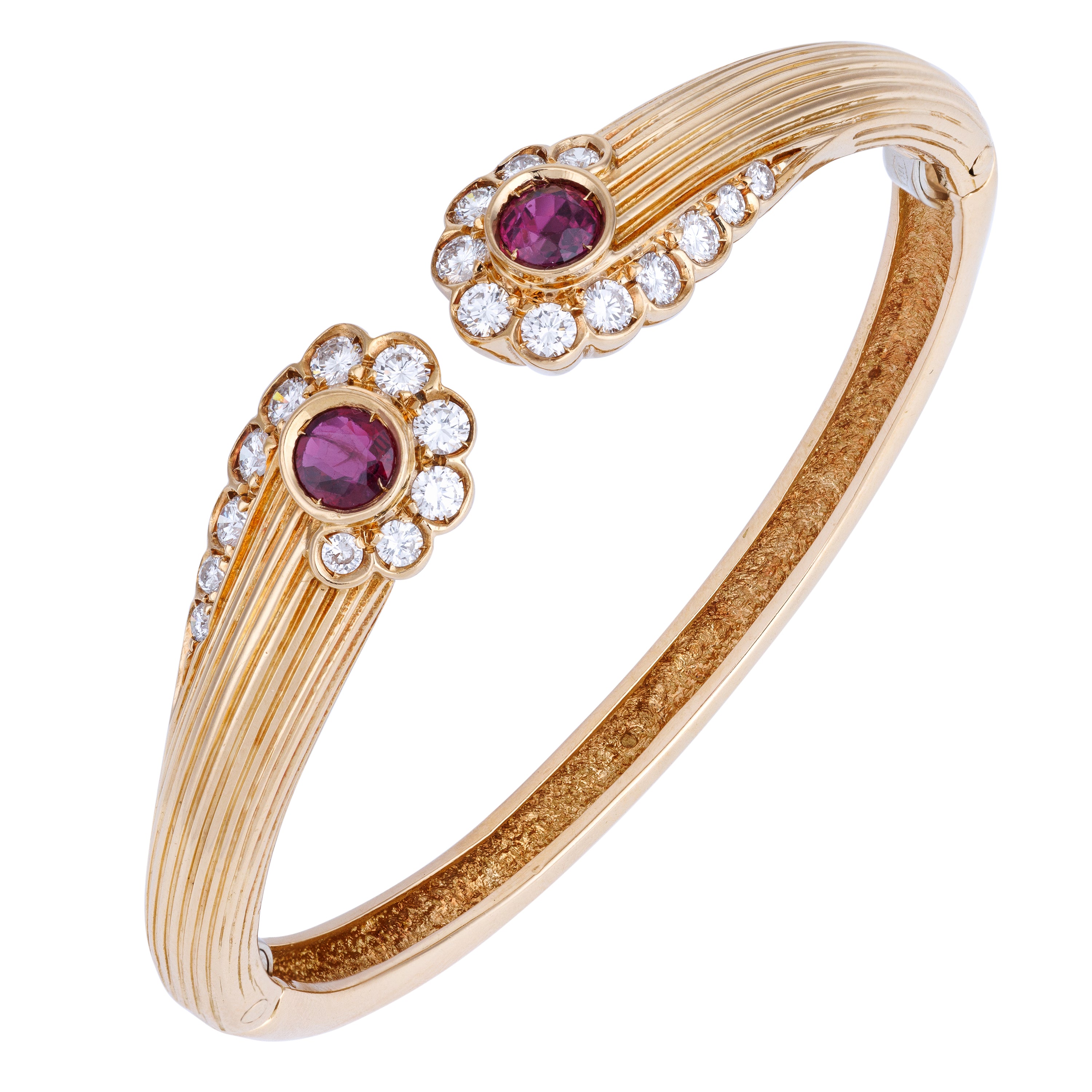 Ruby & Diamond Bangle Bracelet | 18k Yellow Gold
