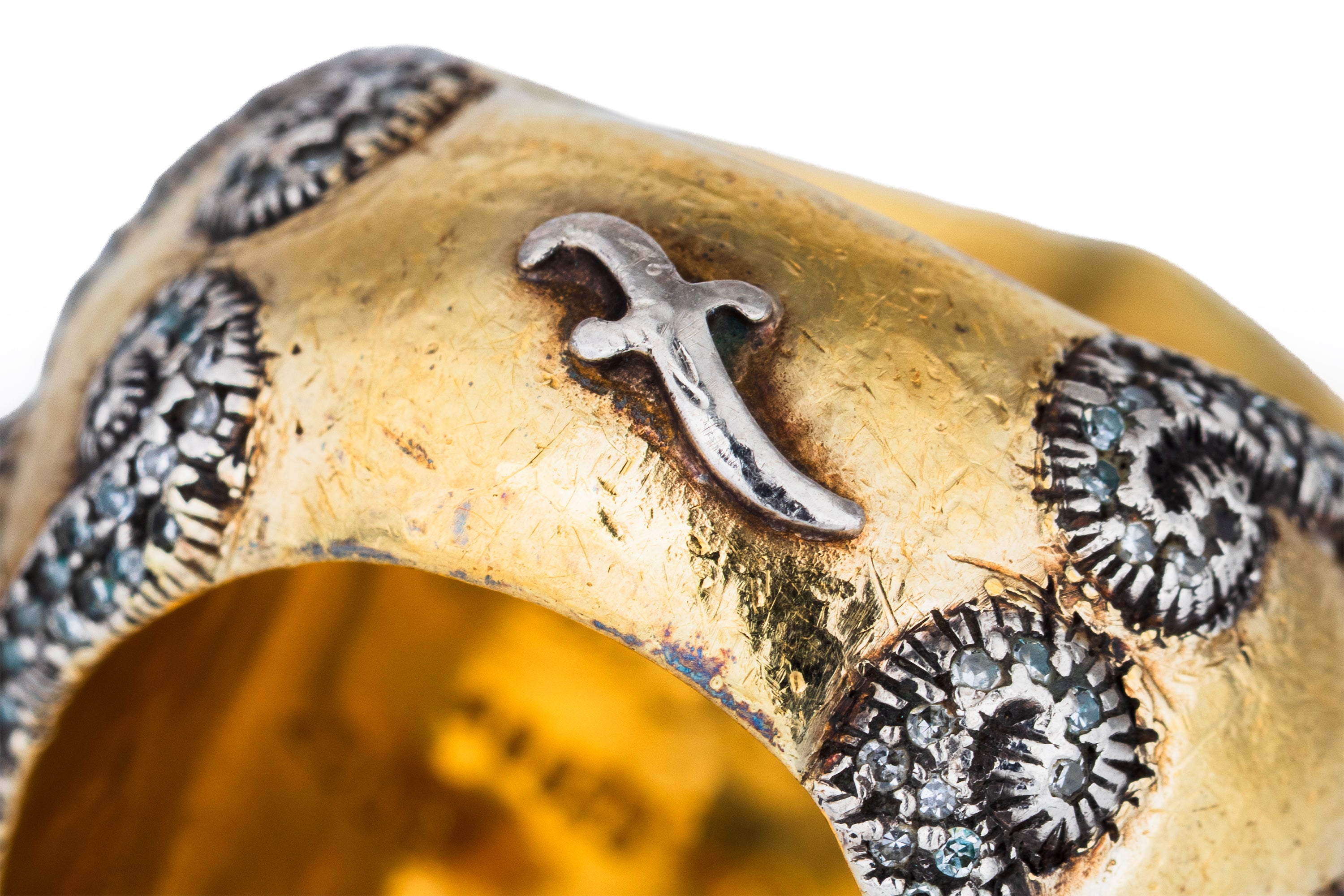Sevan Bıçakçı Dolphin Ring | Blue Sapphire & Pavé Diamonds | Silver & 24k Yellow Gold | 2009