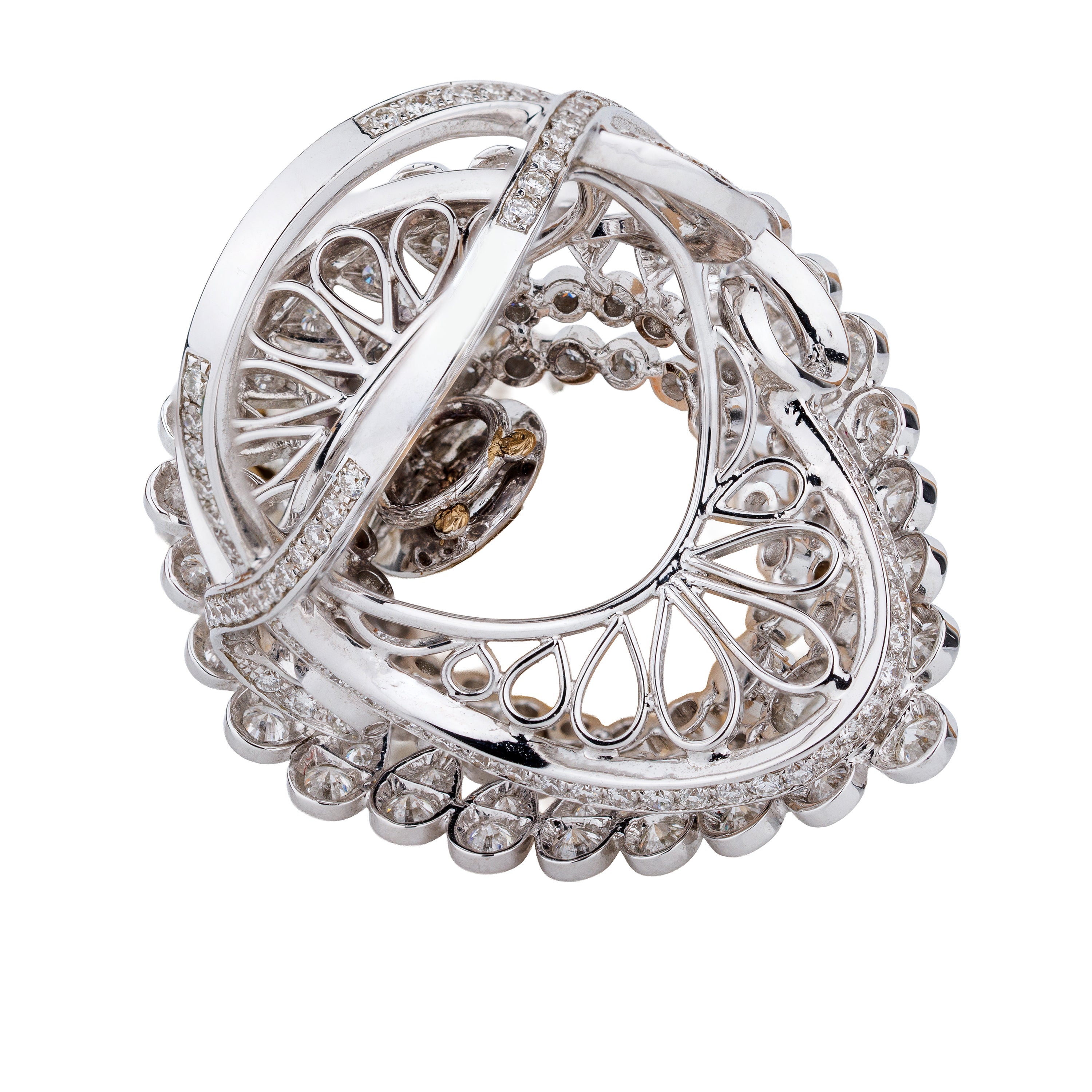 Regal Skeleton Ring with Pearls & Pavé Diamonds | 18k White Gold