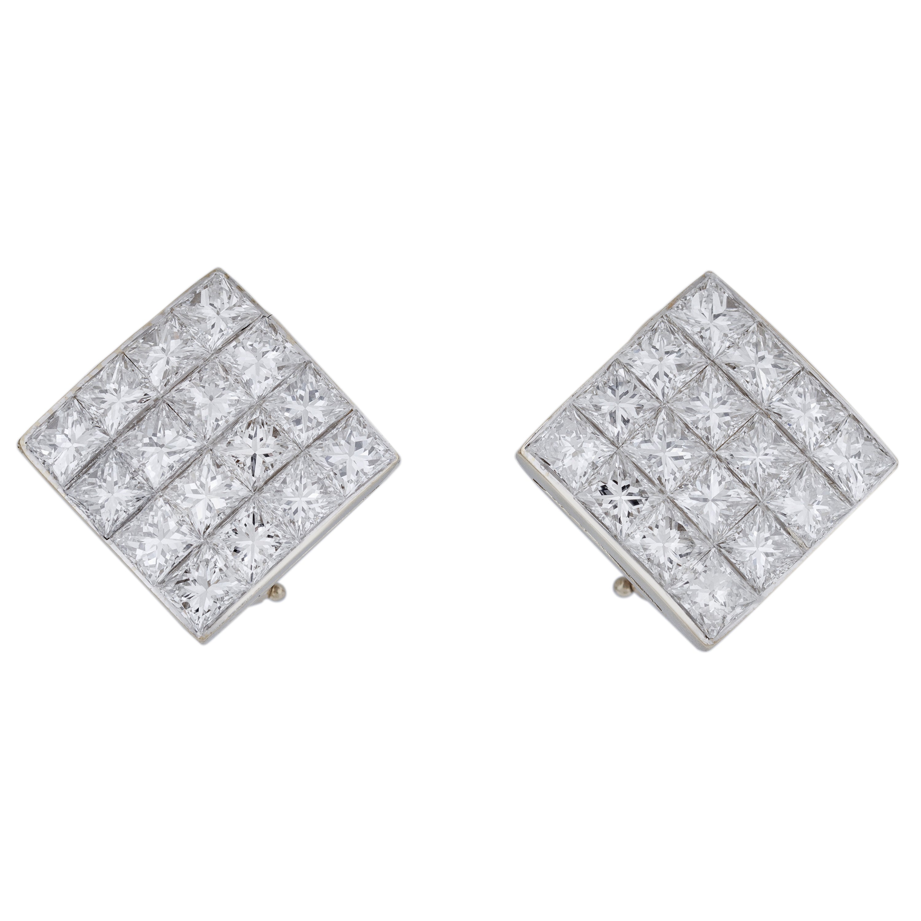 Tiffany & Co. Diamond Square Stud Earrings | 18k Yellow Gold | Princess-Cut
