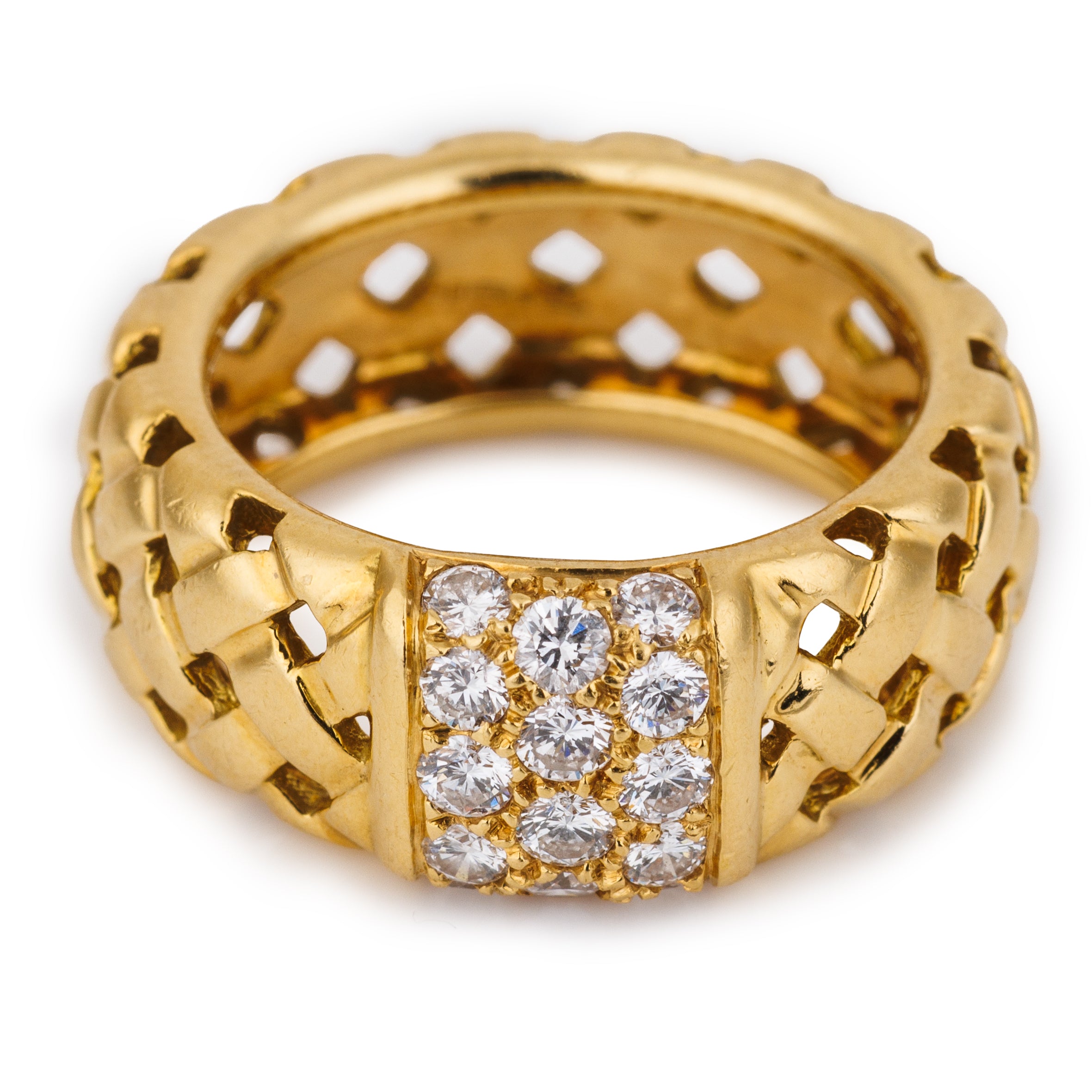 Tiffany Vannerie Basket Weave Diamond Ring | 18k Yellow Gold | 1995
