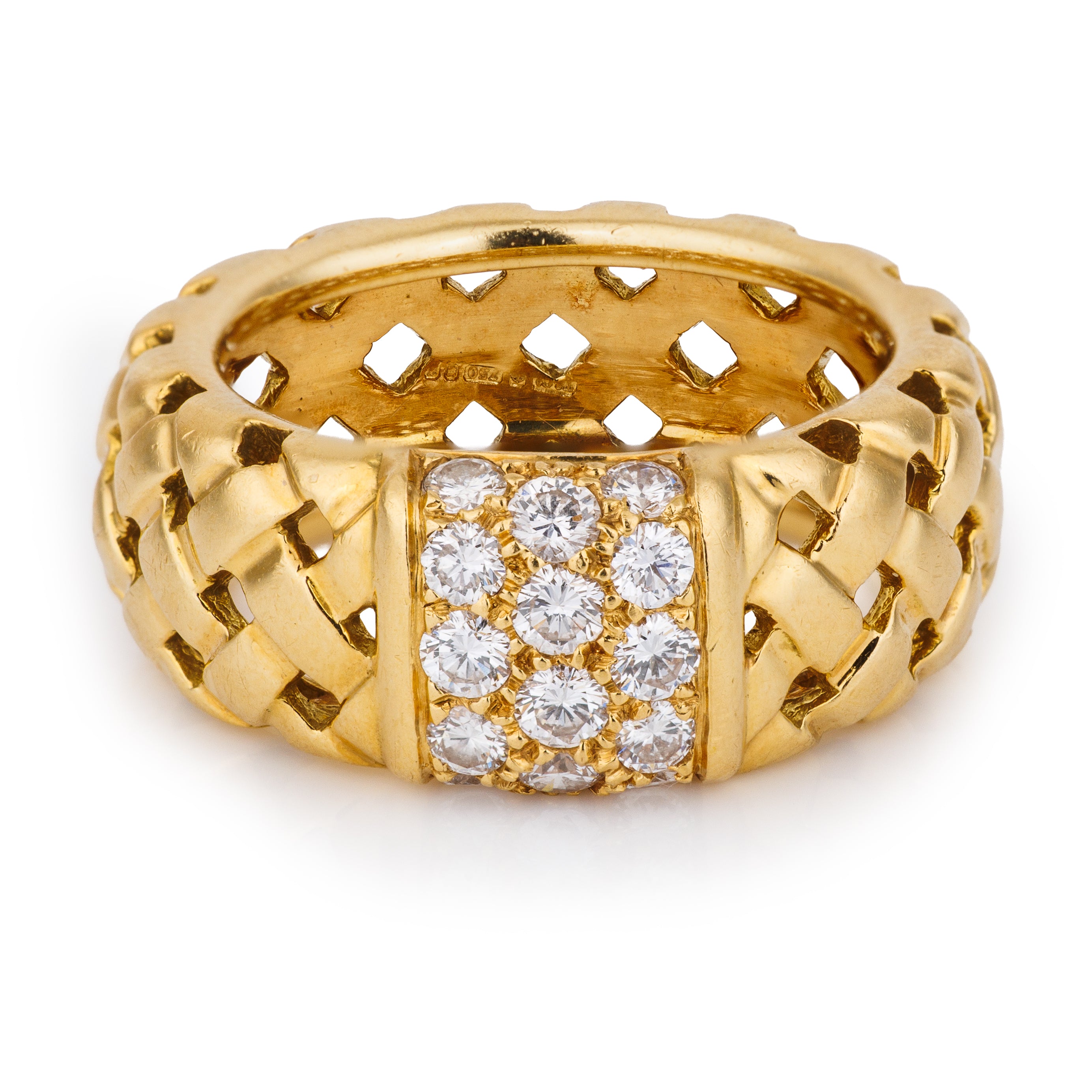 Tiffany Vannerie Basket Weave Diamond Ring | 18k Yellow Gold | 1995