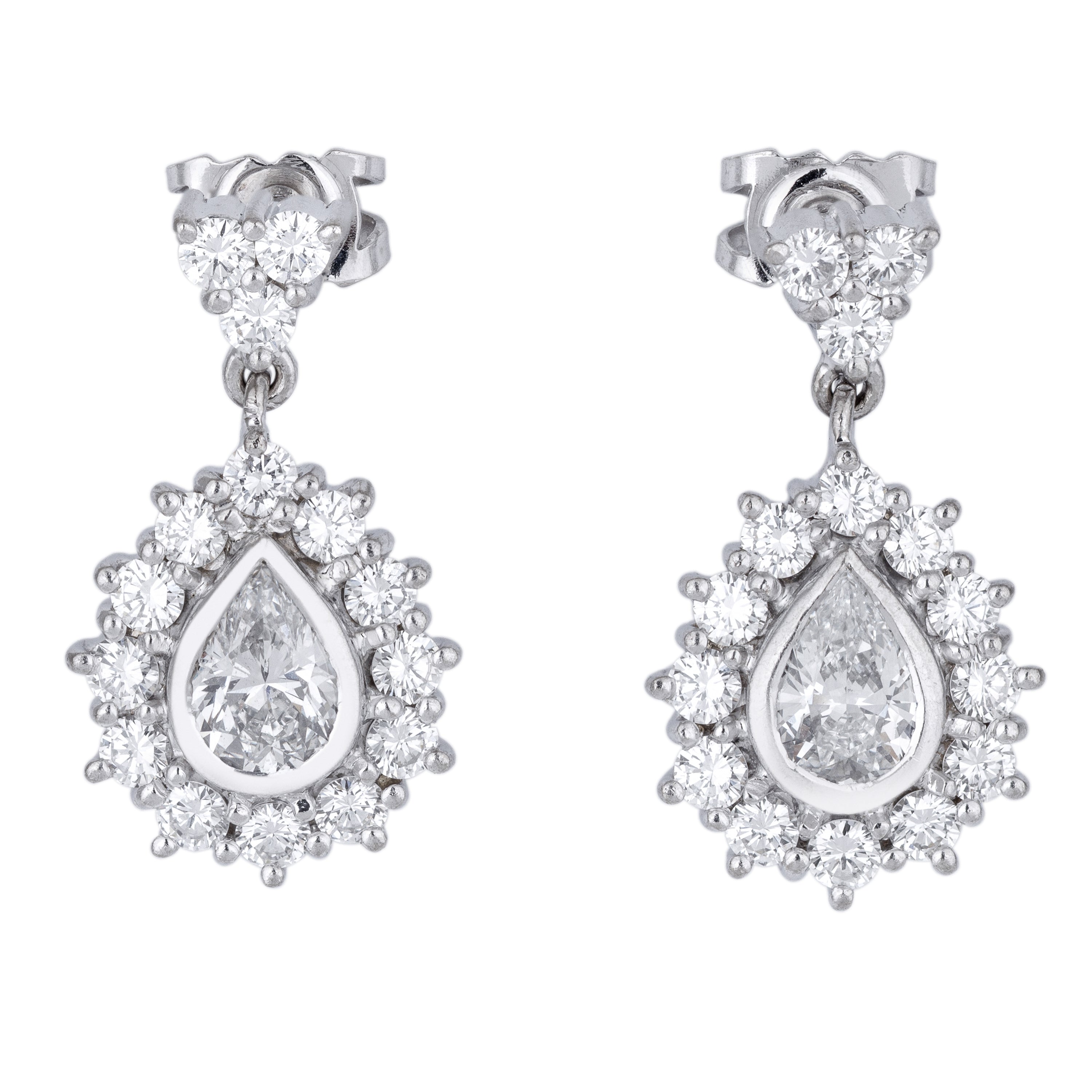 Diamond Tear Drop Earrings | 18k White Gold