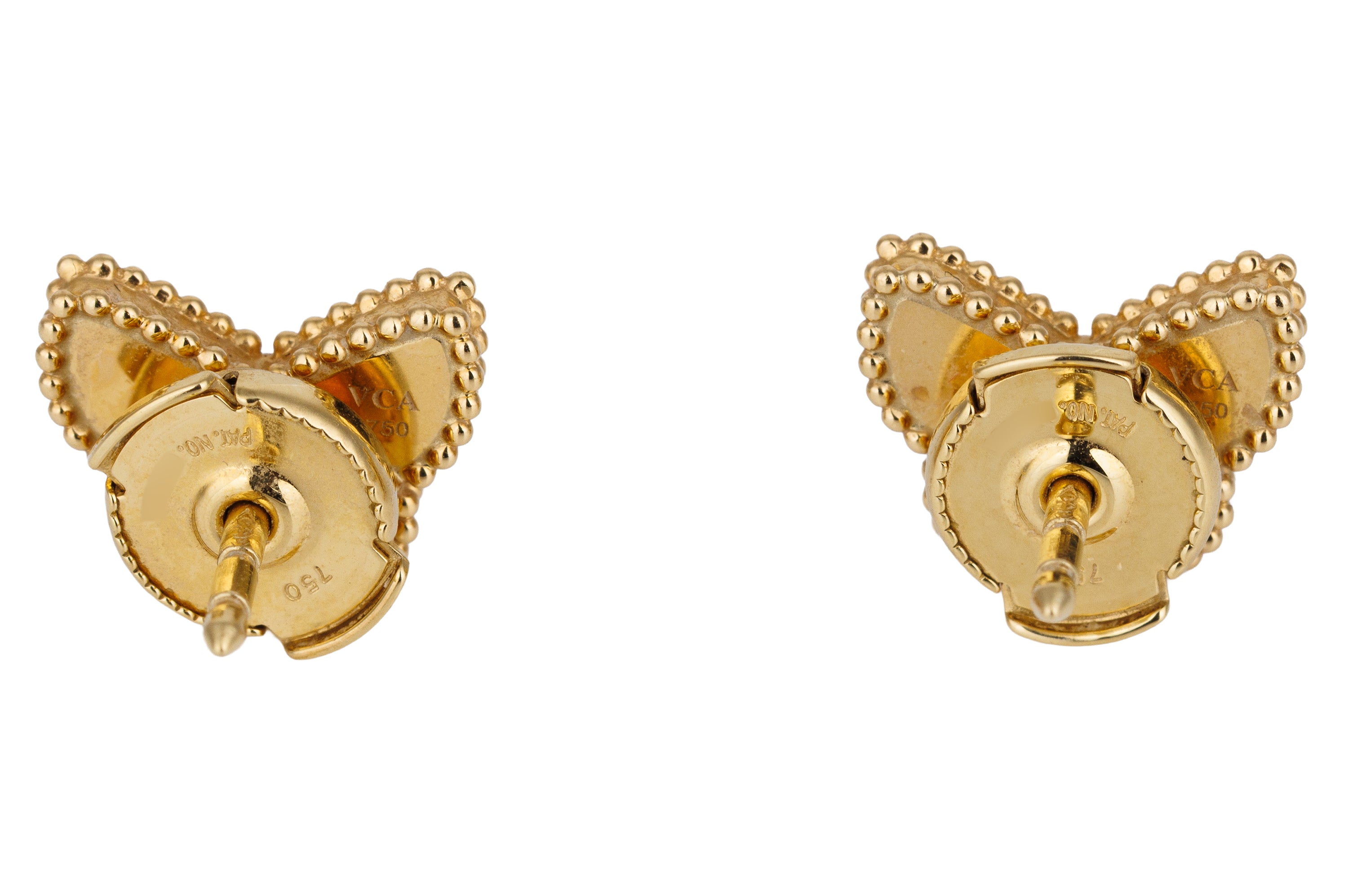 Van Cleef & Arpels Sweet Butterflies Earstuds | Mother Of Pearl | 18k Yellow Gold Earrings | Papers | 2019
