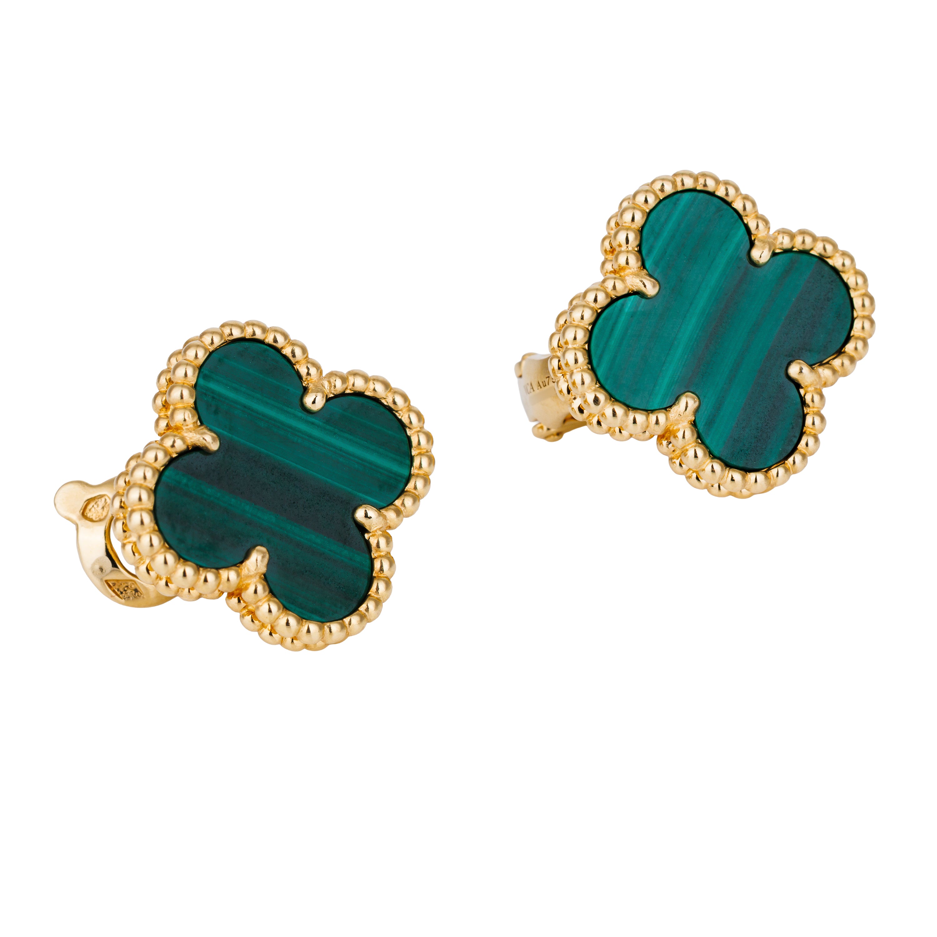 Van Cleef & Arpels Vintage Alhambra Earrings | Malachite & 18k Yellow Gold