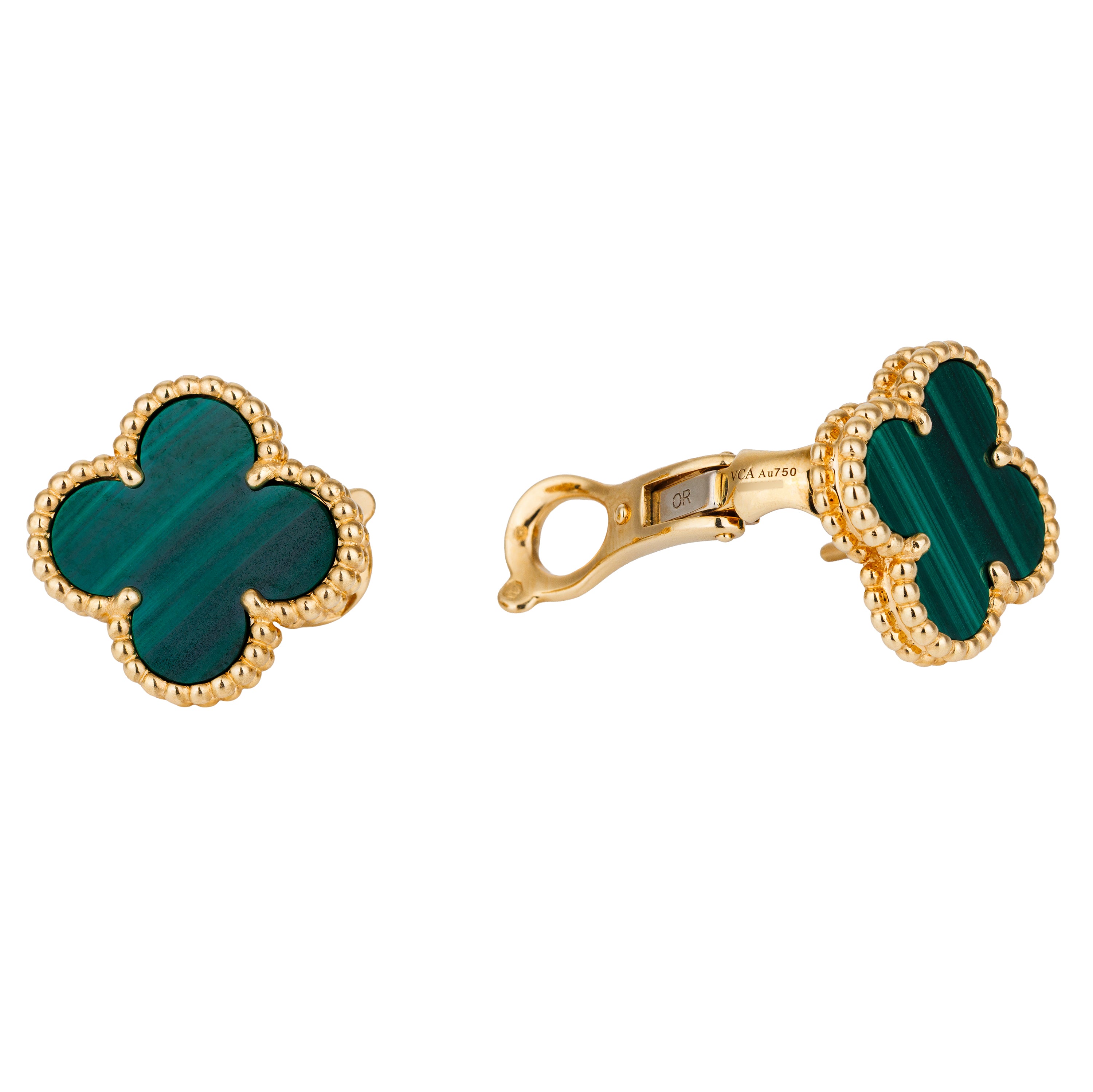 Van Cleef & Arpels Vintage Alhambra Earrings | Malachite & 18k Yellow Gold