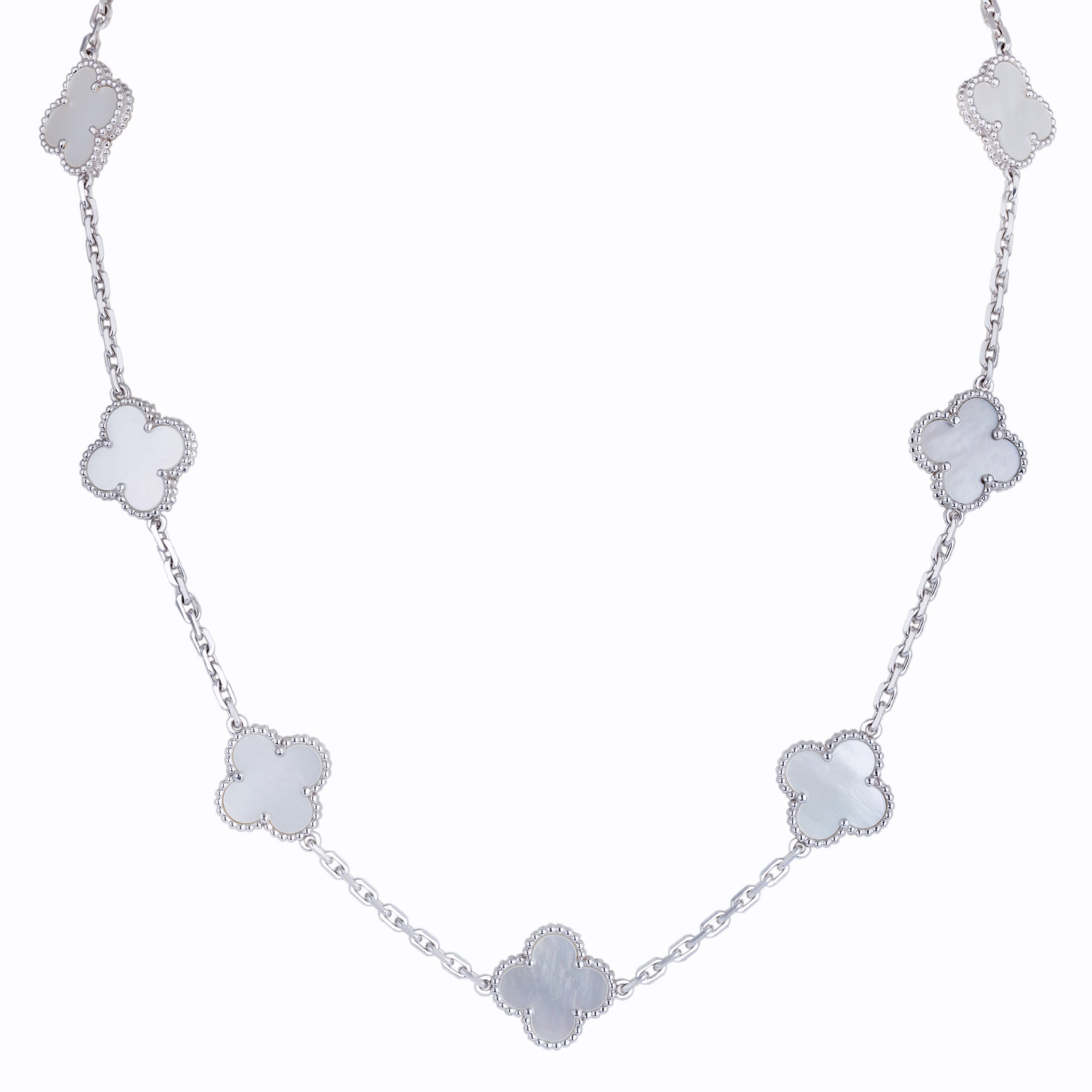 Van Cleef & Arpels Vintage Alhambra Necklace, 10 Motifs | Mother Of Pearl | 18k White Gold