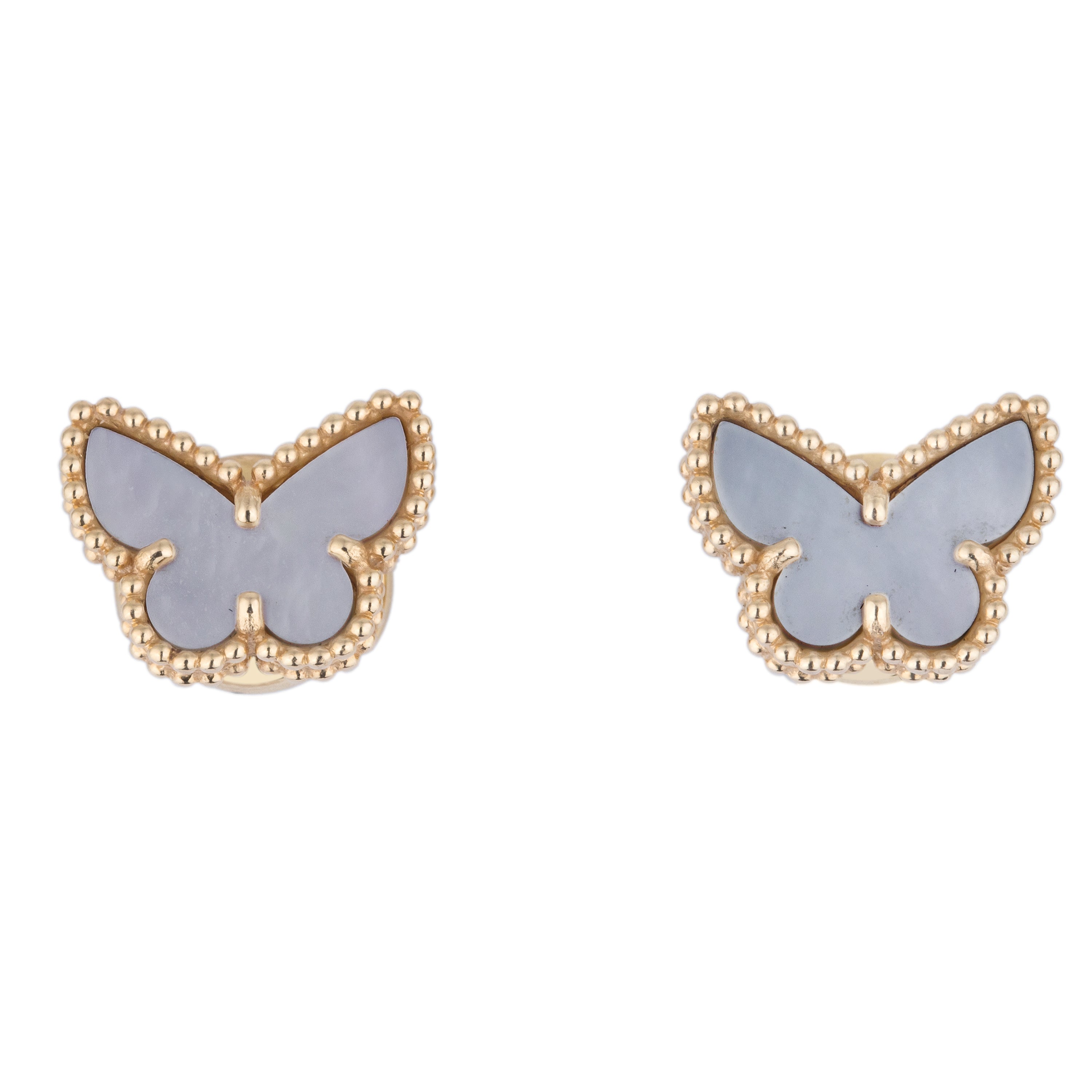 Van Cleef & Arpels Sweet Butterflies Earstuds | Mother Of Pearl | 18k Yellow Gold Earrings | Papers | 2019