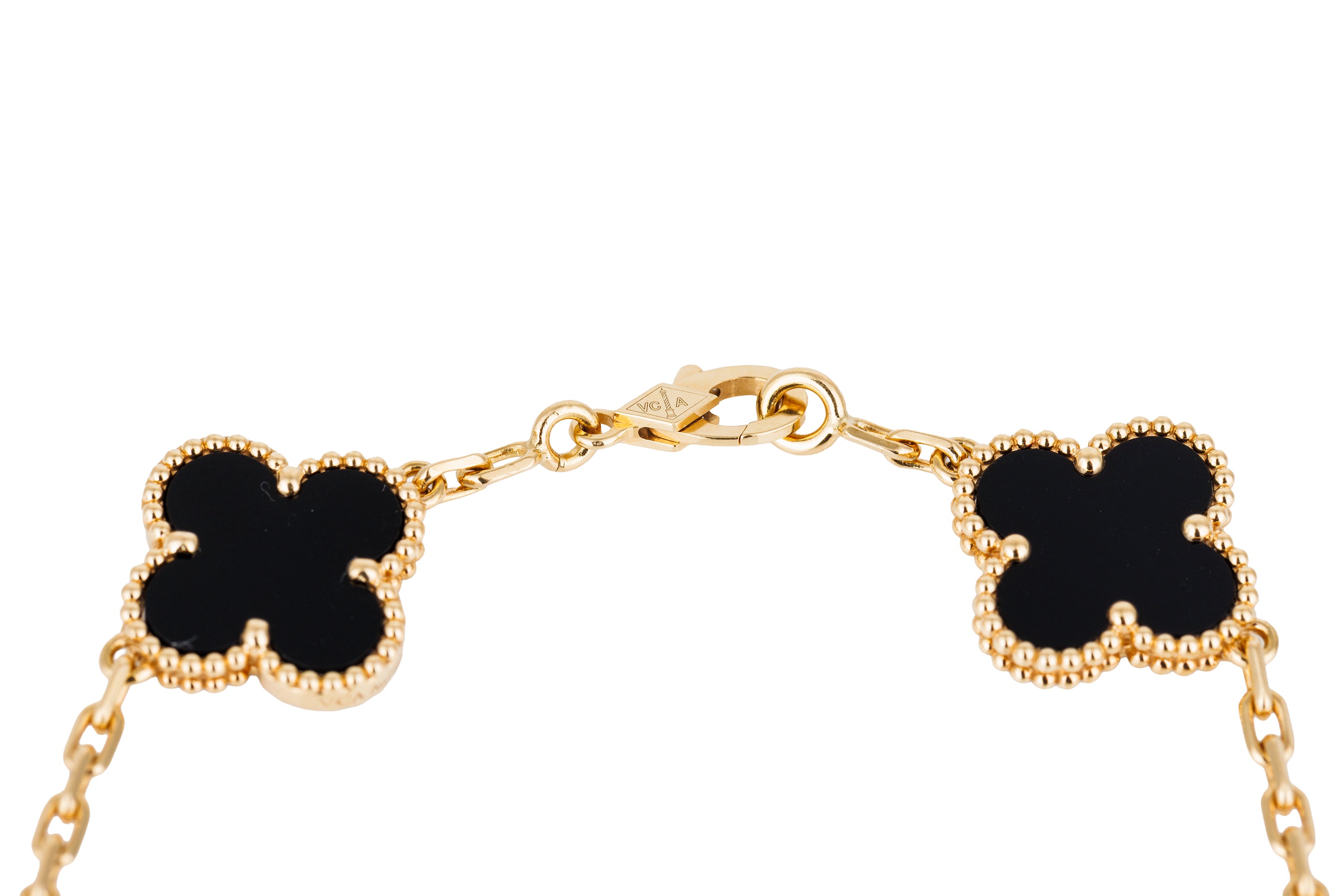 Van Cleef & Arpels Vintage Alhambra Bracelet, 5 Motifs | Onyx & 18k Yellow Gold | Box & Papers | 2023