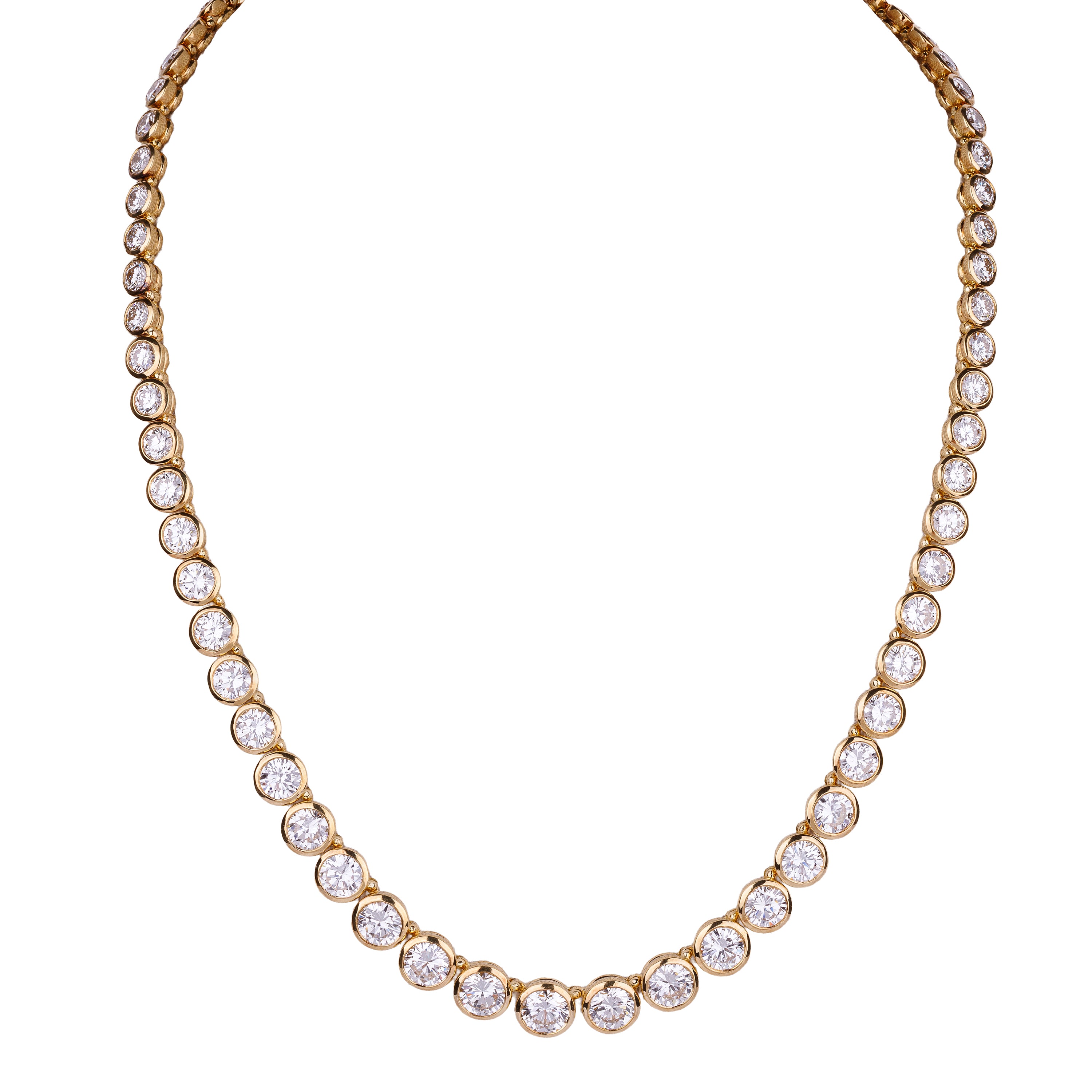 Diamond Suite | Necklace, Bracelet & Earrings | 18k Yellow Gold | Diamond Certification | 117 Diamonds | 41.84 ct
