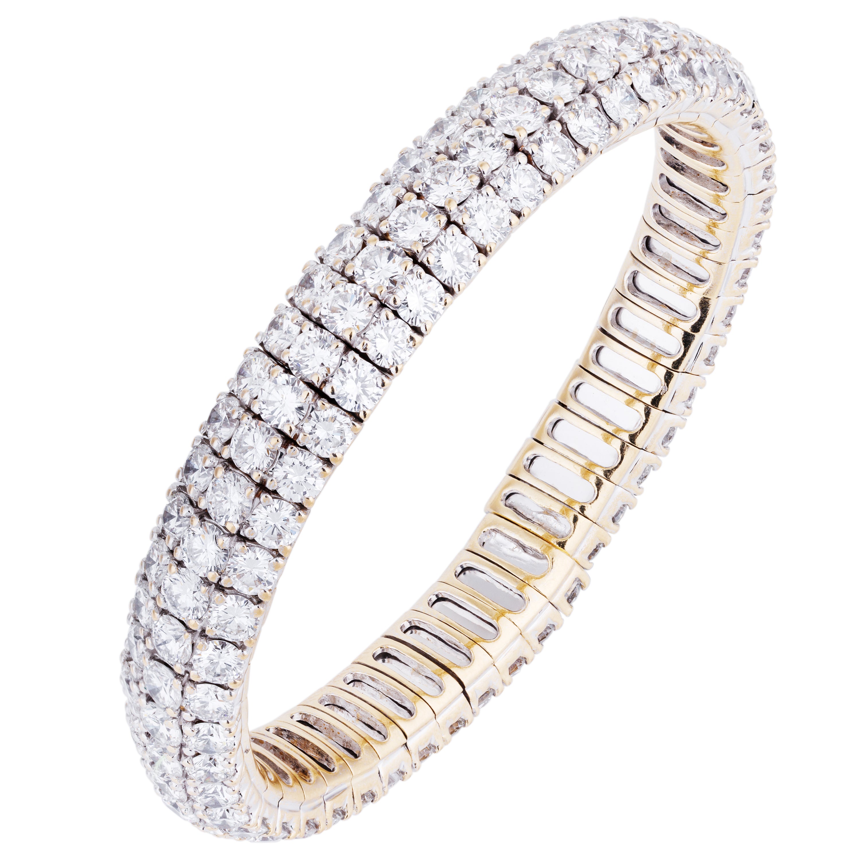 Pavé Diamond Bracelet Bangle | 18k White & Yellow Gold