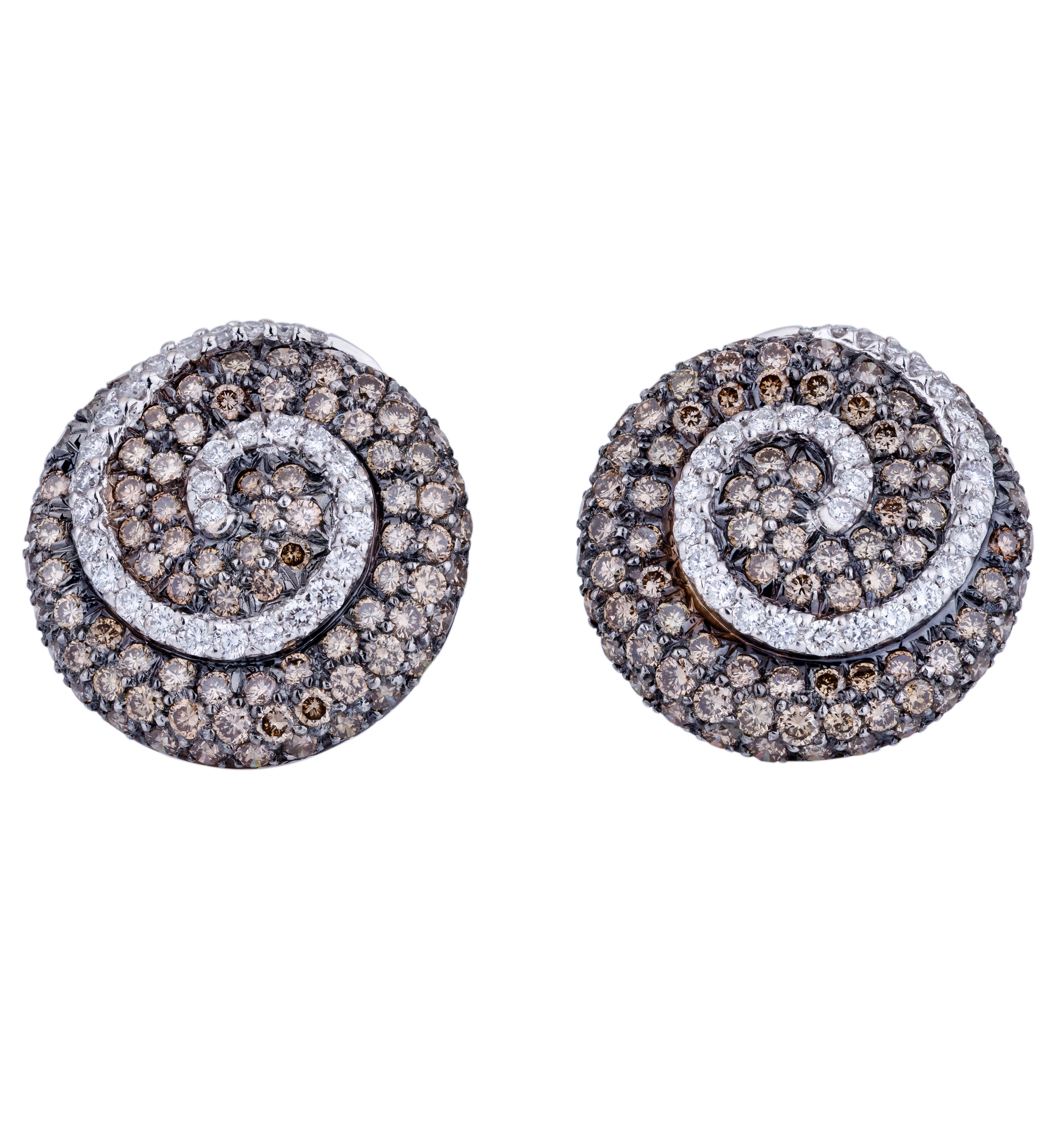 Pave Black & White Diamond Cufflinks | 18k White Gold