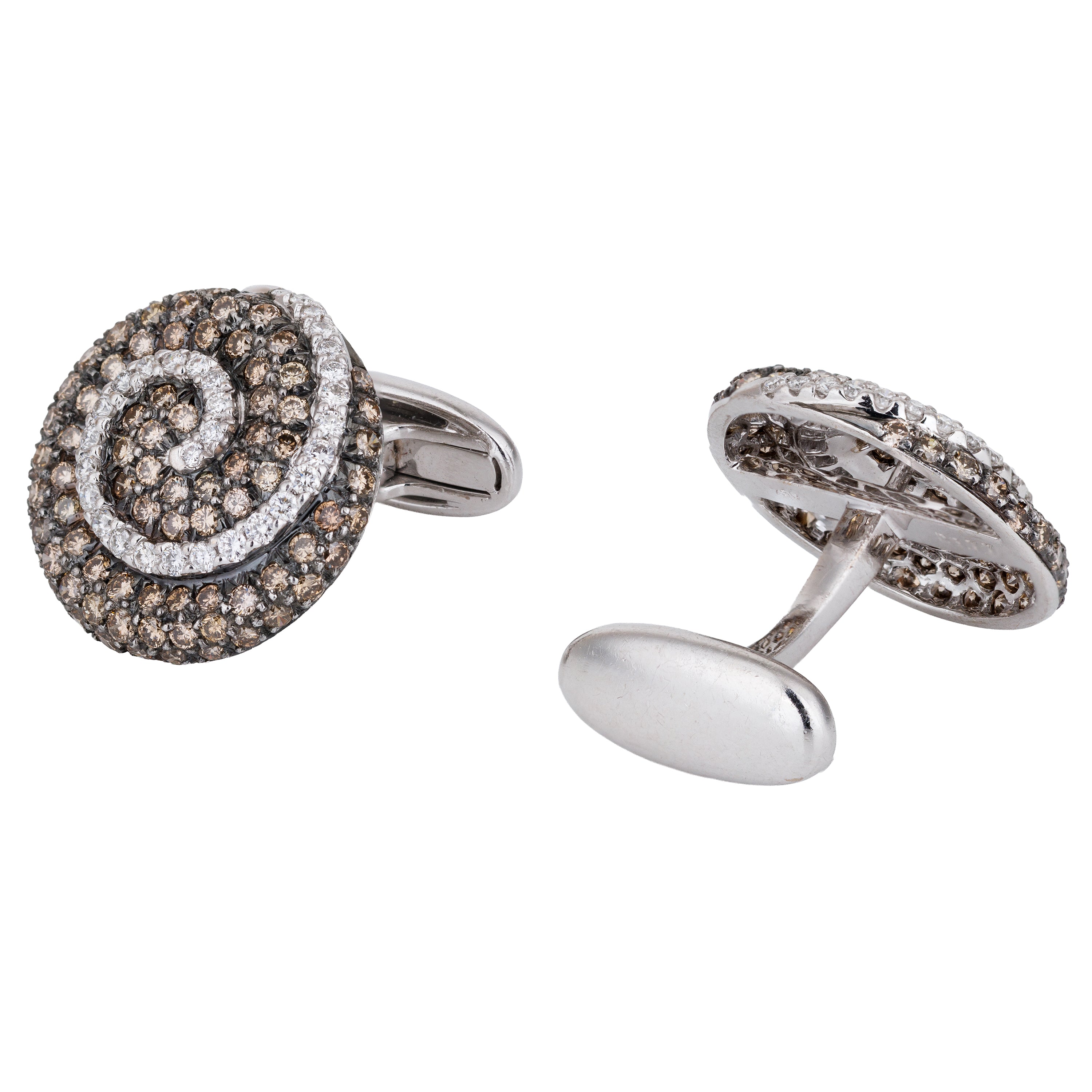 Pave Black & White Diamond Cufflinks | 18k White Gold