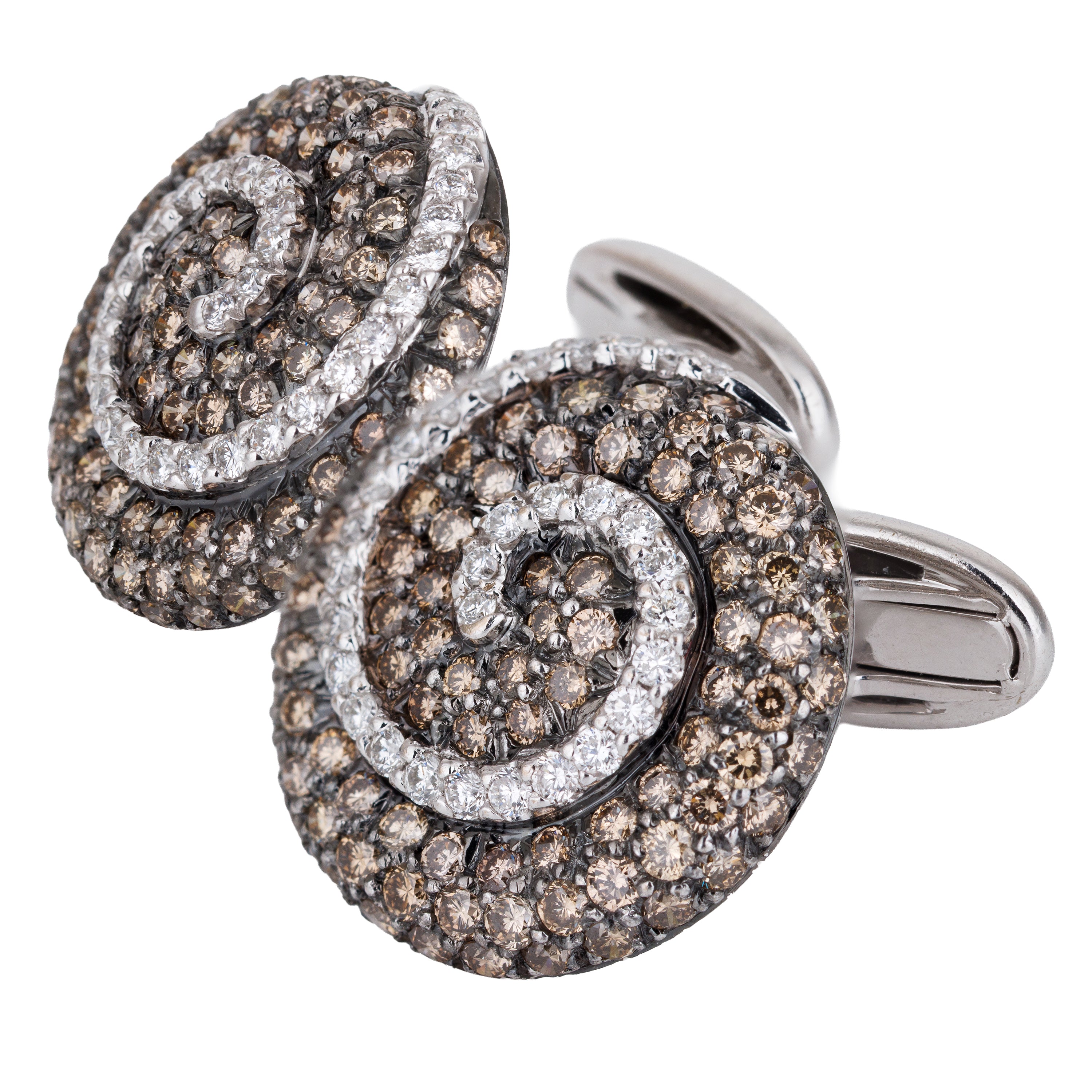 Pave Black & White Diamond Cufflinks | 18k White Gold