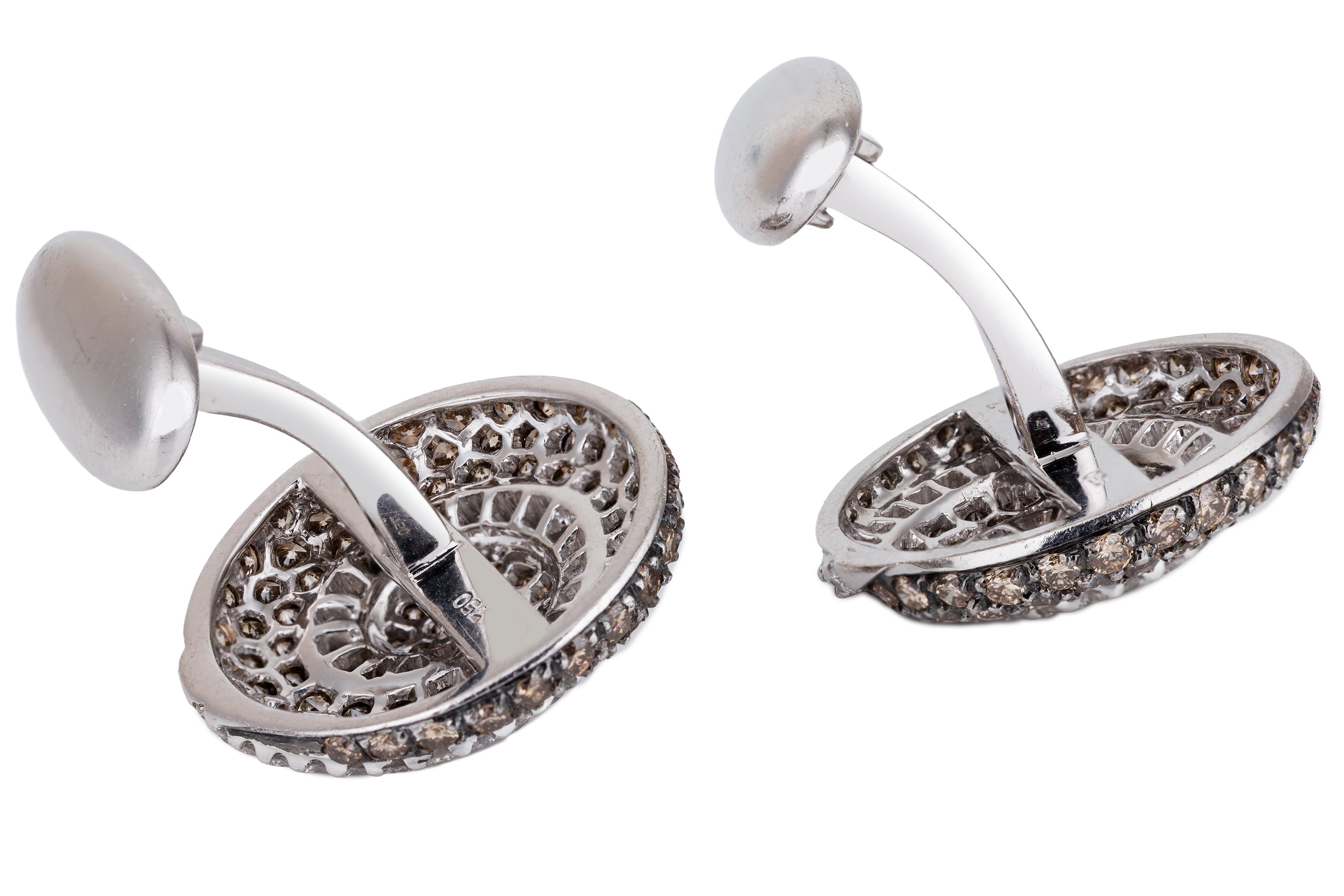 Pave Black & White Diamond Cufflinks | 18k White Gold
