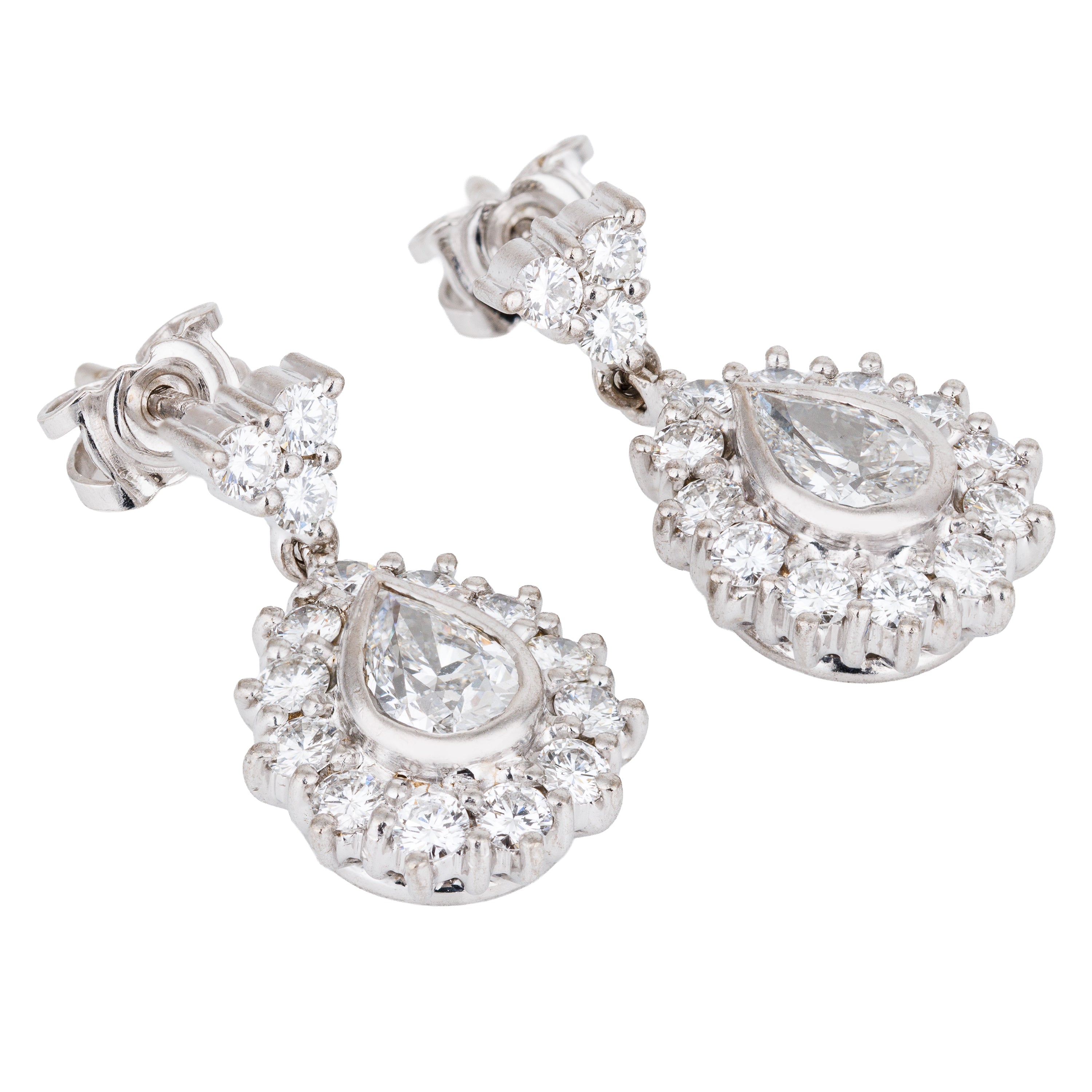 Diamond Tear Drop Earrings | 18k White Gold