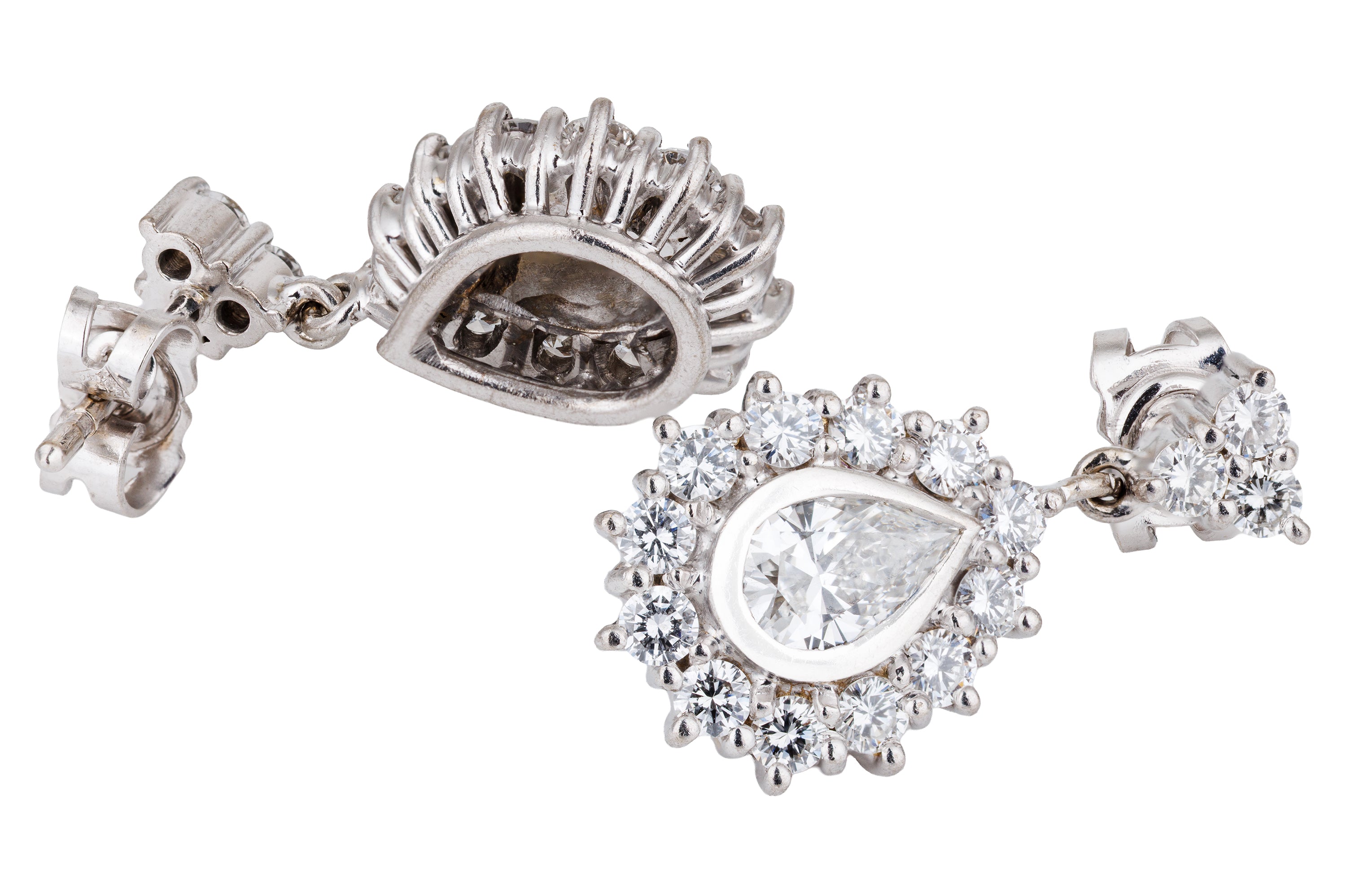 Diamond Tear Drop Earrings | 18k White Gold