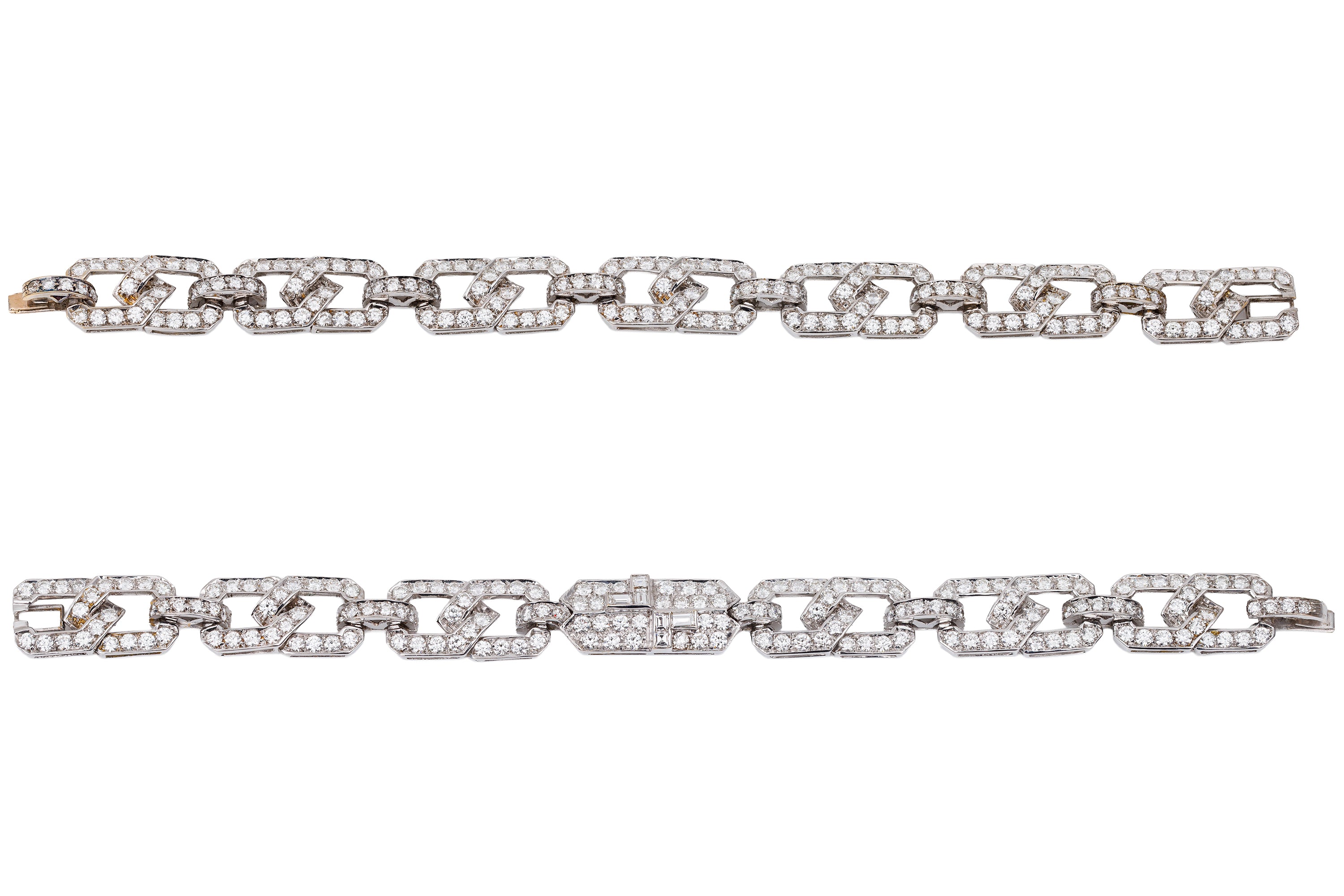 Late Art Deco 50ct Diamond Convertible Necklace & Bracelet Suite | Platinum | Circa 1940s