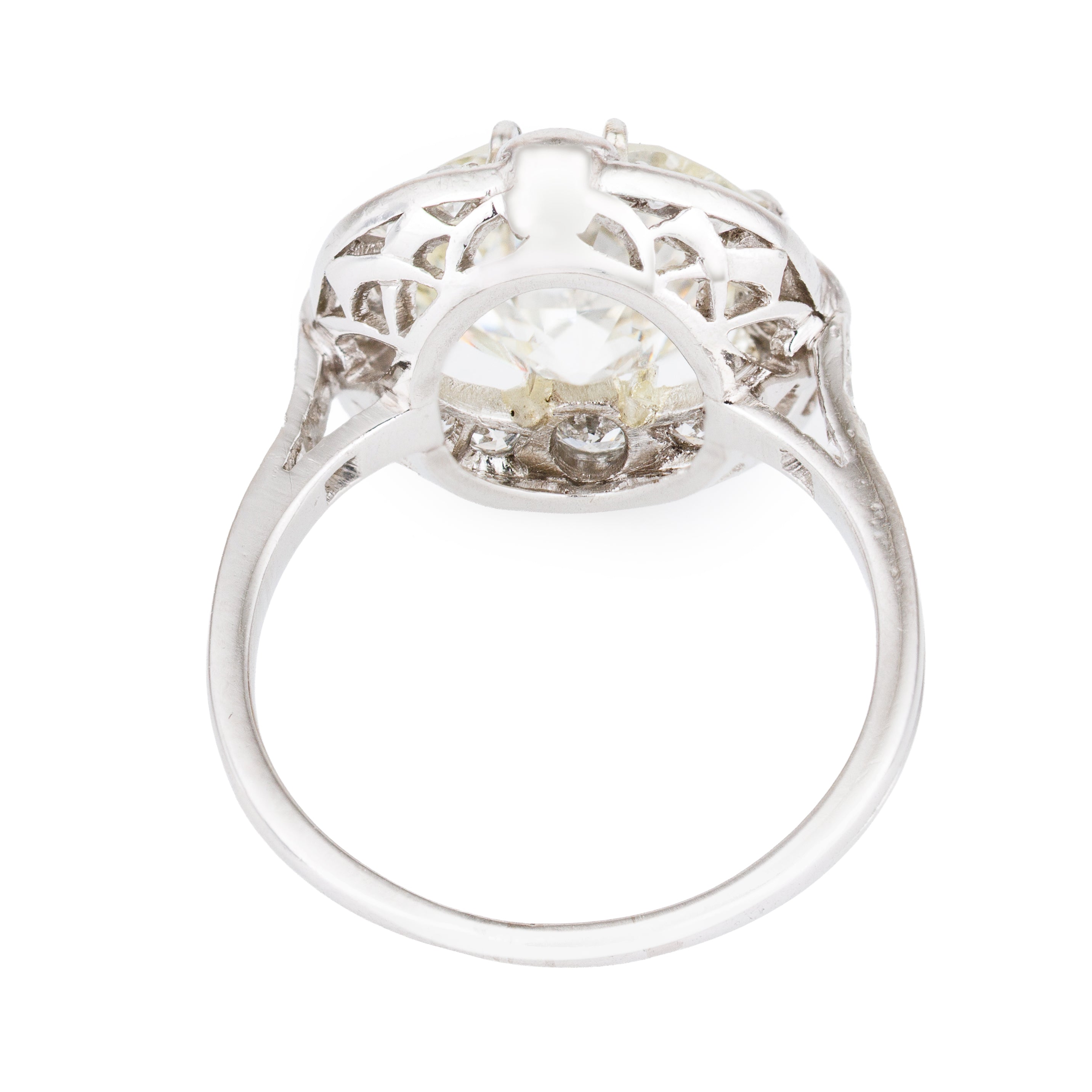 1920s Art Deco Old Cut Diamond Cluster Ring | 18k White Gold