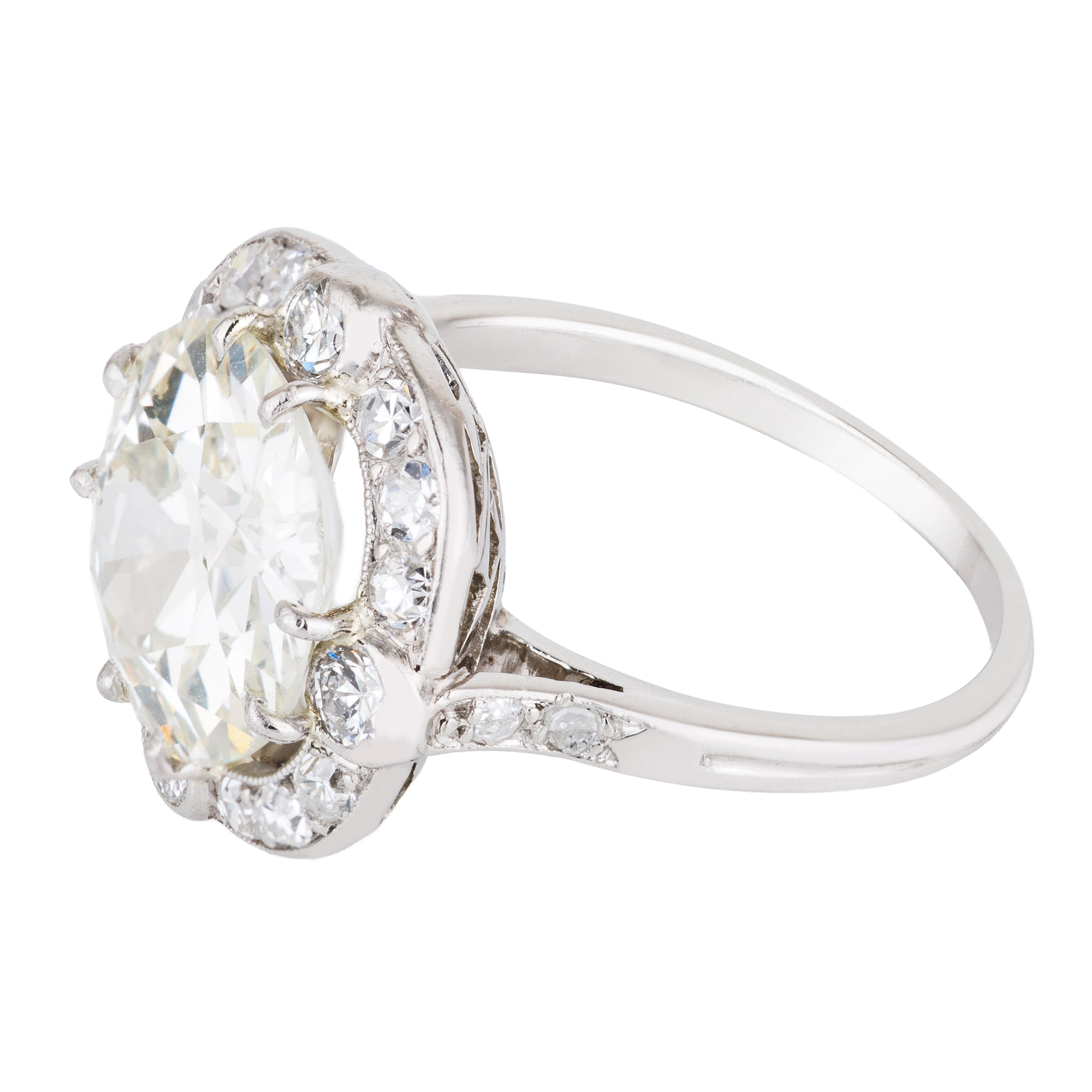 1920s Art Deco Old Cut Diamond Cluster Ring | 18k White Gold