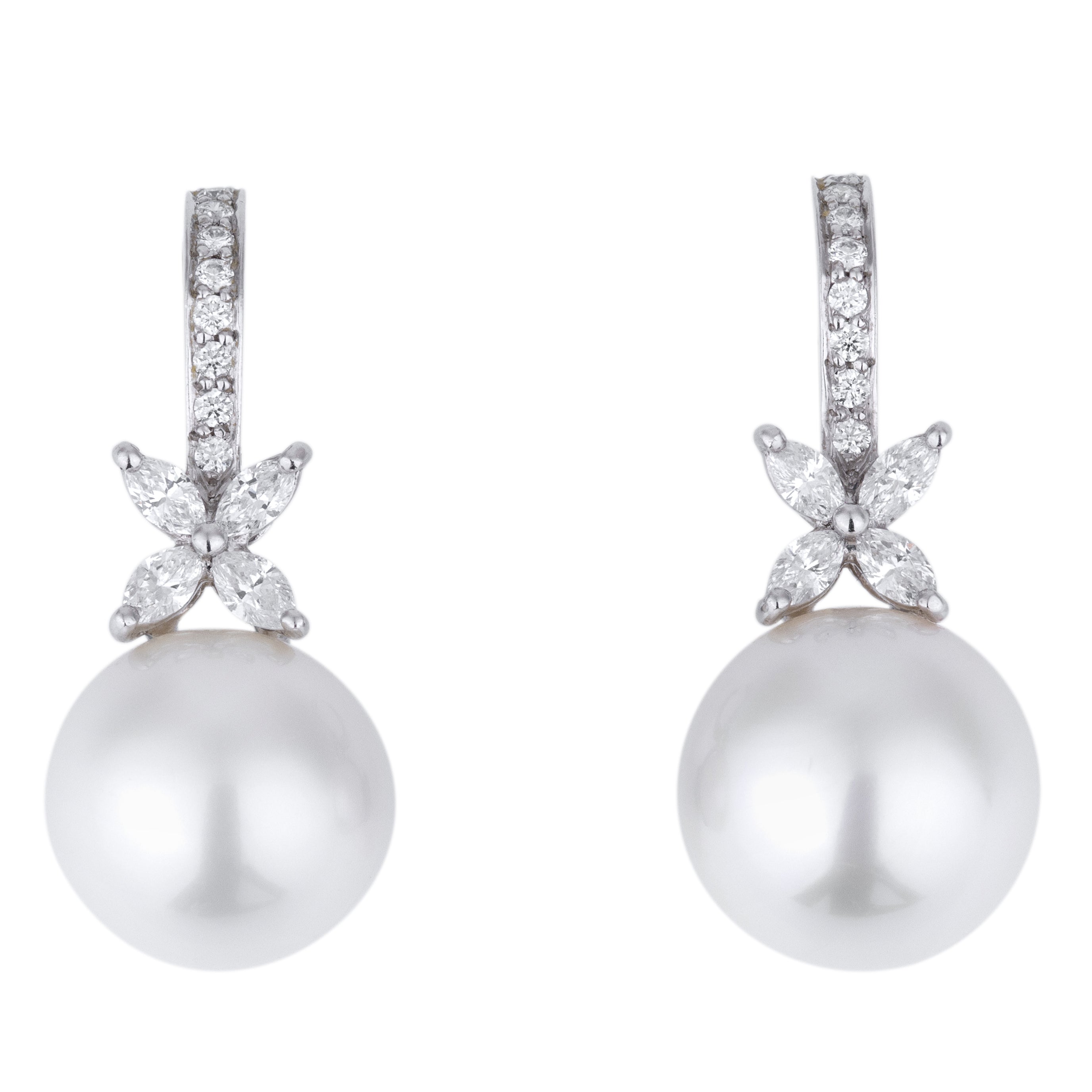 Tiffany & Co 'Victoria' Pearl & Diamond Drop Earrings | Platinum | PT950