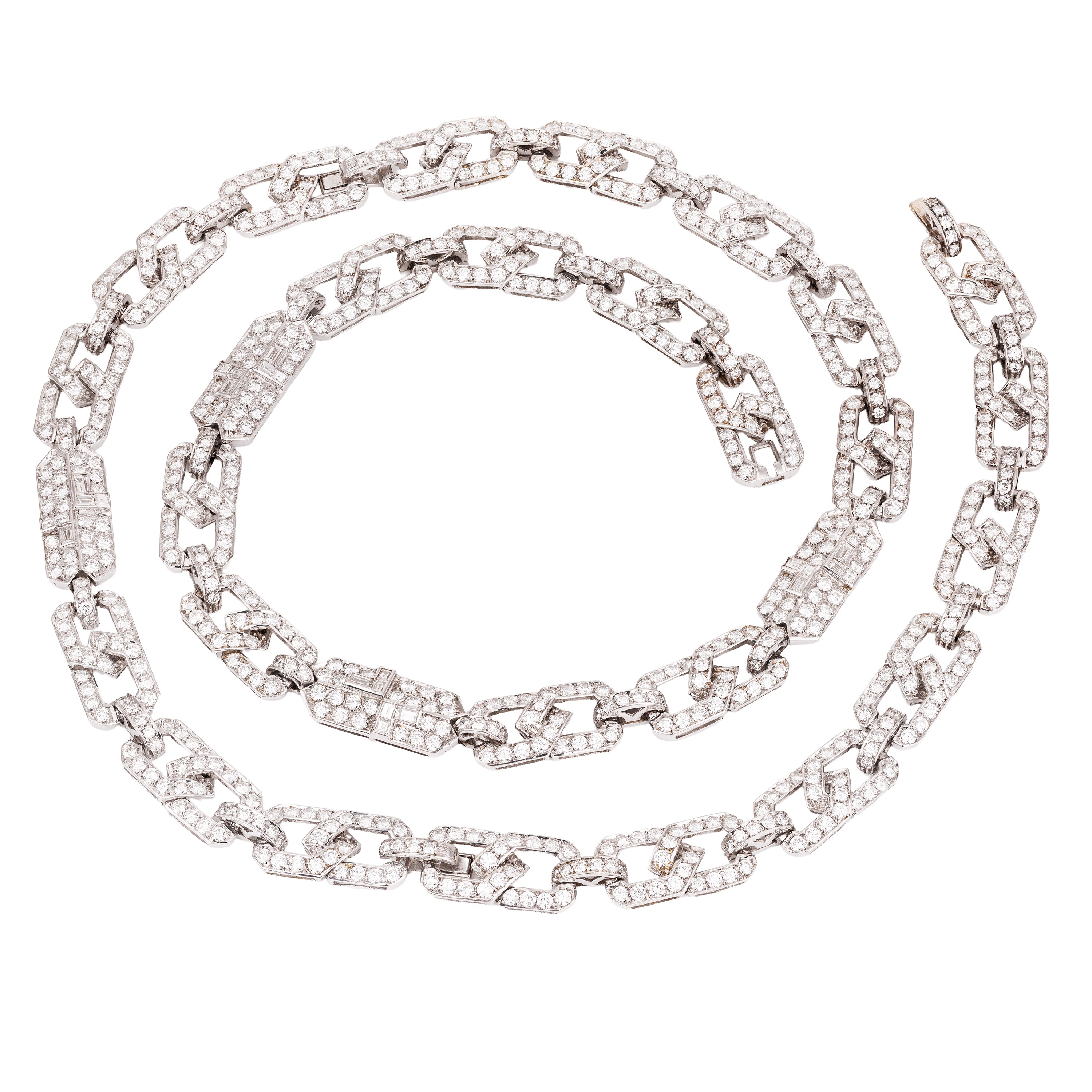 Late Art Deco 50ct Diamond Convertible Necklace & Bracelet Suite | Platinum | Circa 1940s