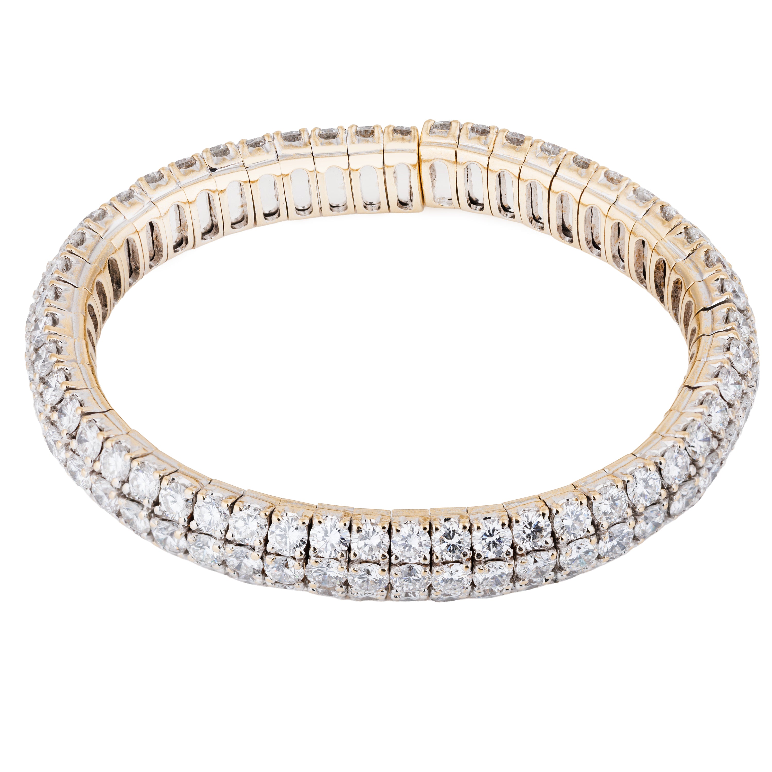 Pavé Diamond Bracelet Bangle | 18k White & Yellow Gold