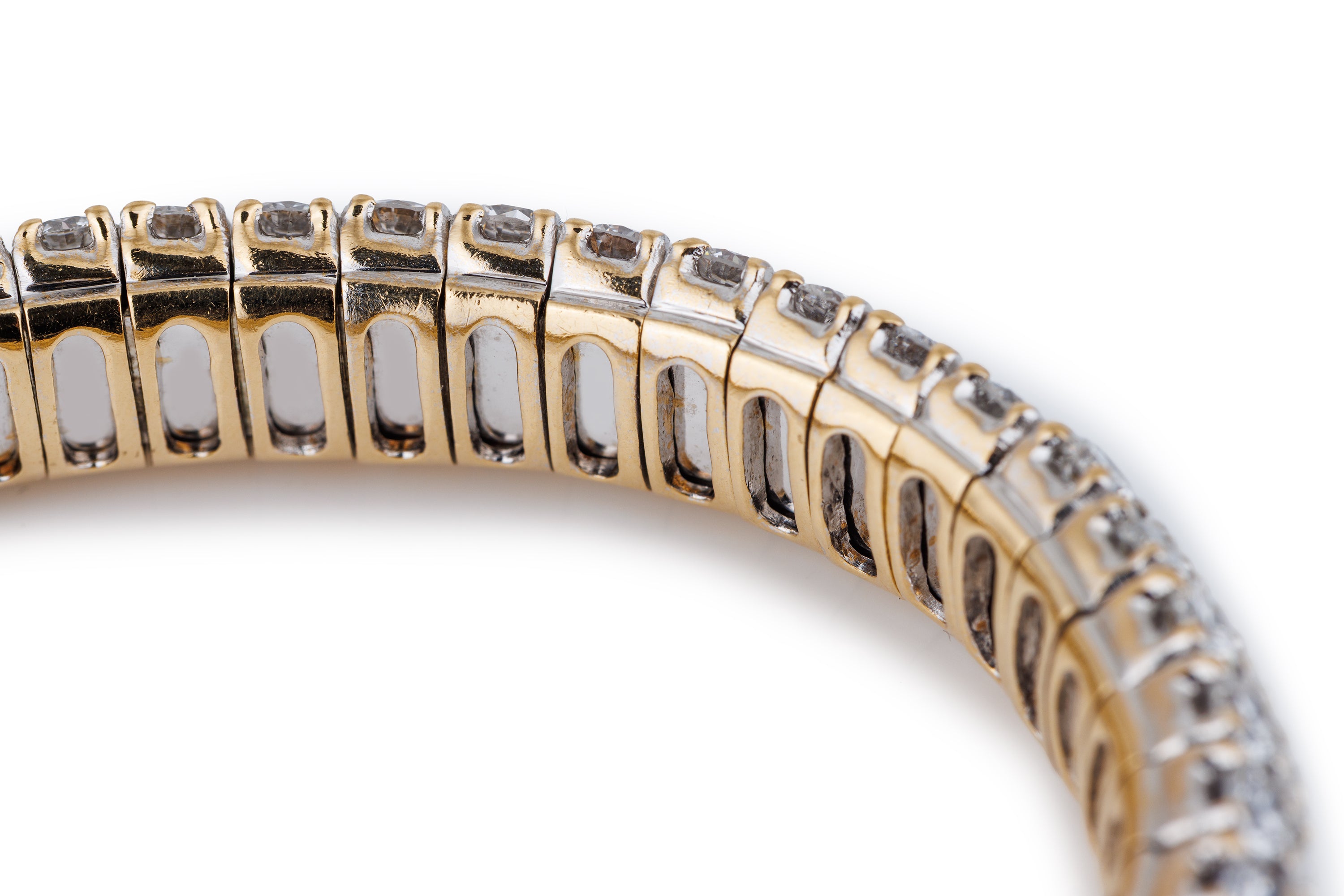 Pavé Diamond Bracelet Bangle | 18k White & Yellow Gold