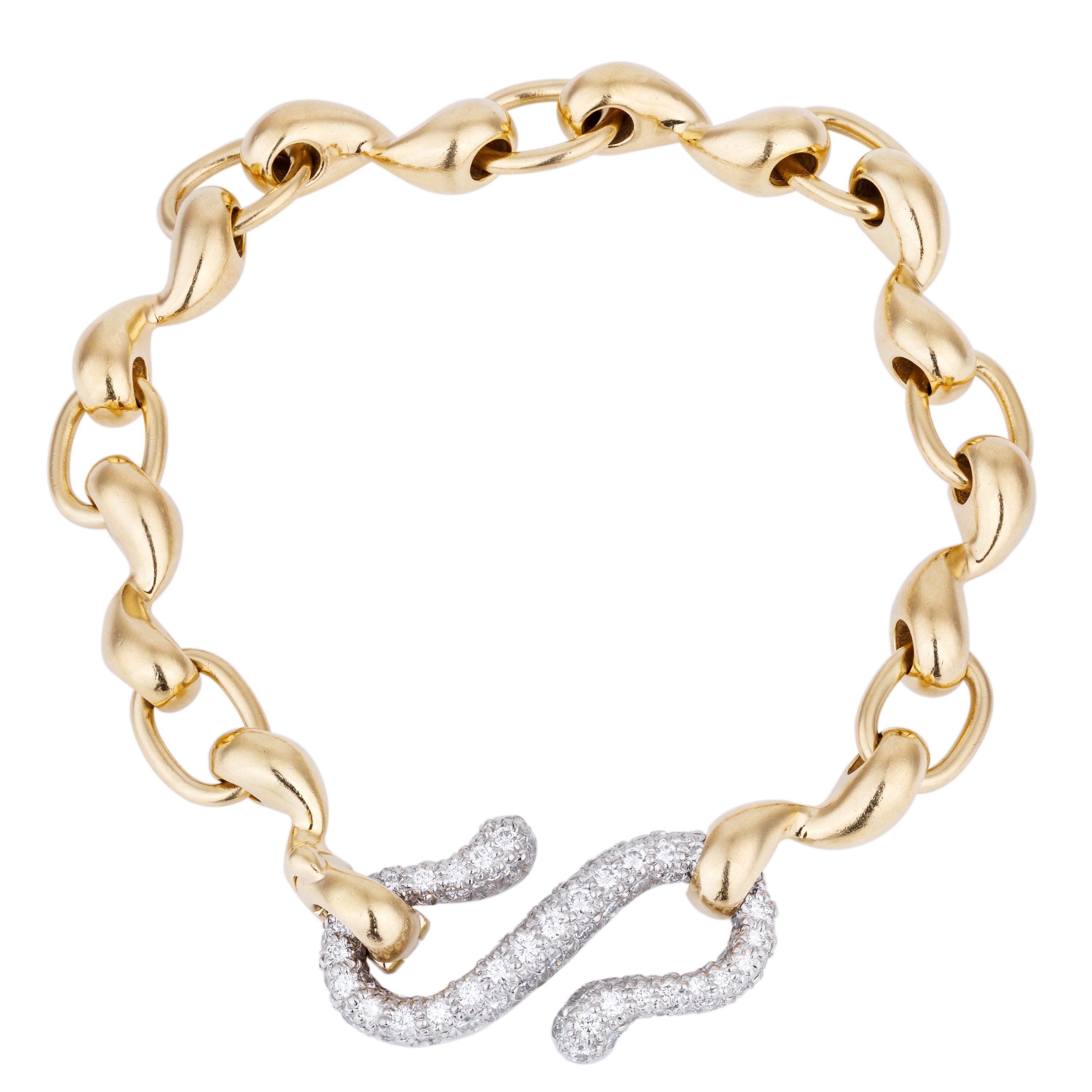 Tiffany & Co. 1990's Snake Bracelet | Pave Diamonds | Platinum & 18k Yellow Gold
