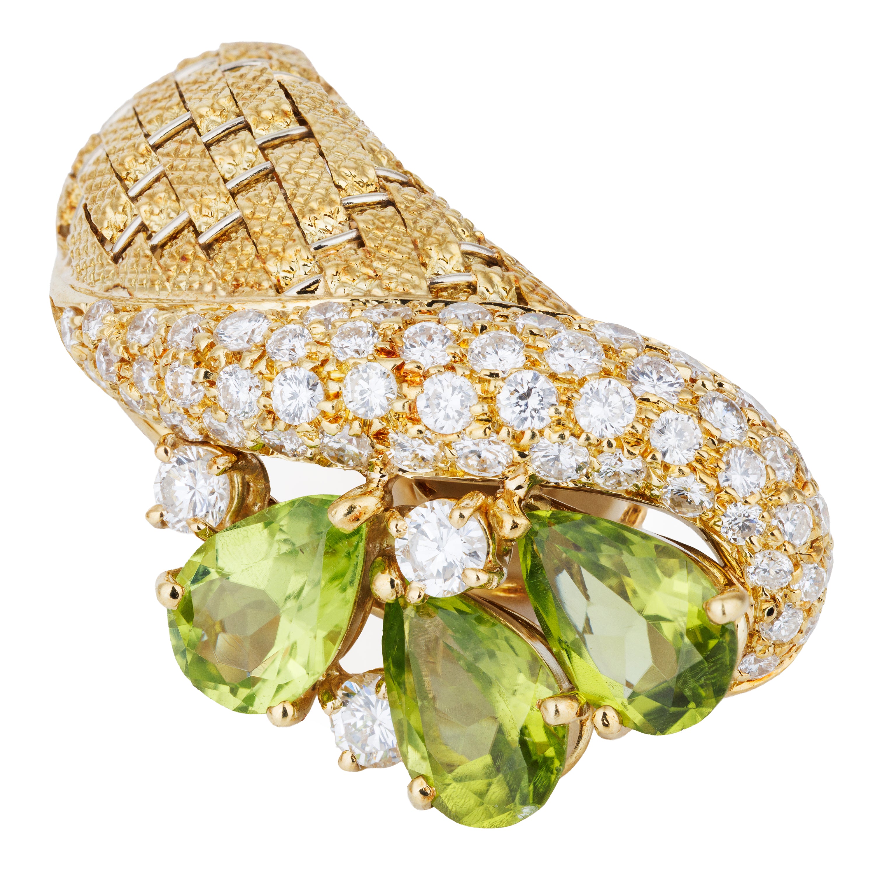 Peridot & Diamond Floral Earrings | 18k Yellow Gold