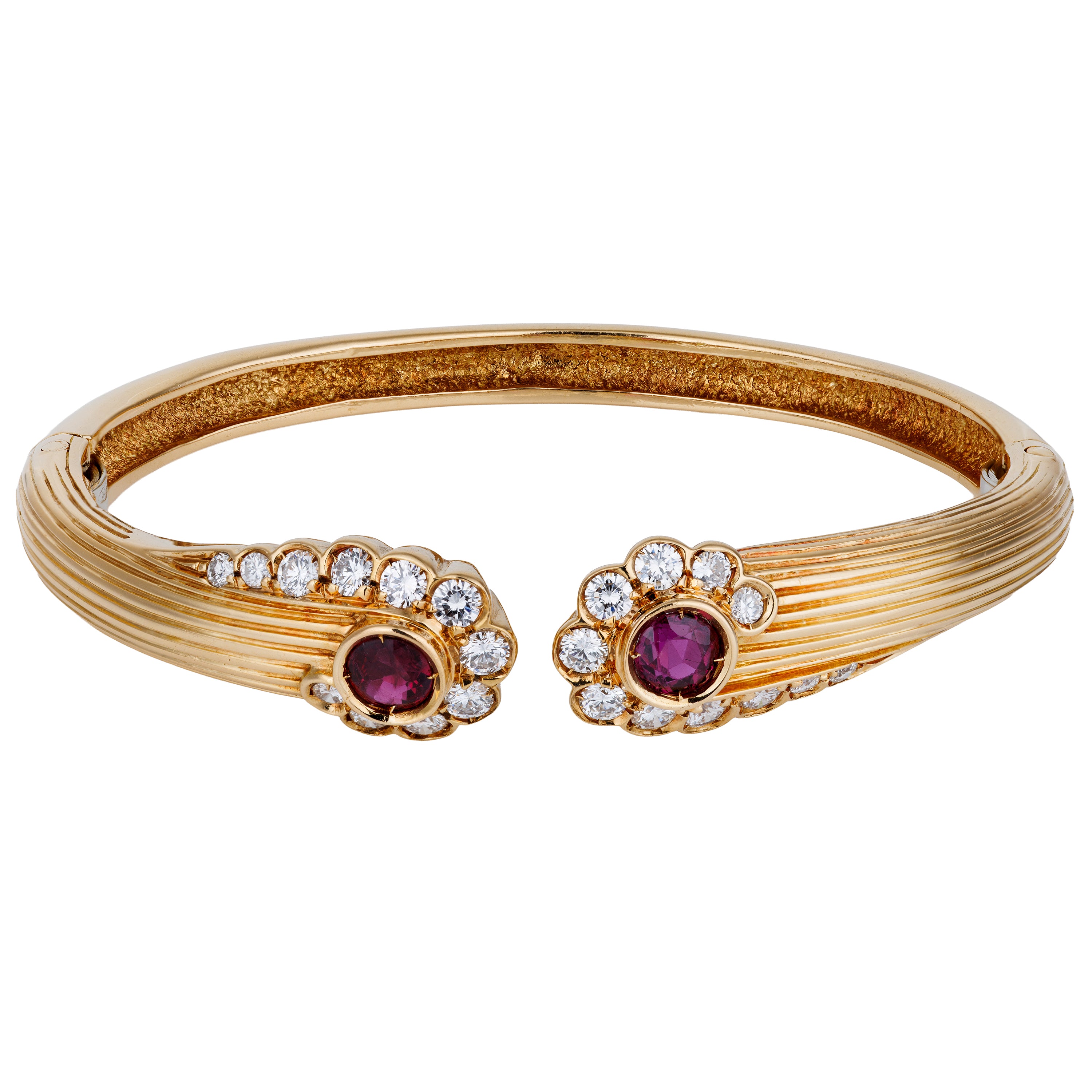 Ruby & Diamond Bangle Bracelet | 18k Yellow Gold