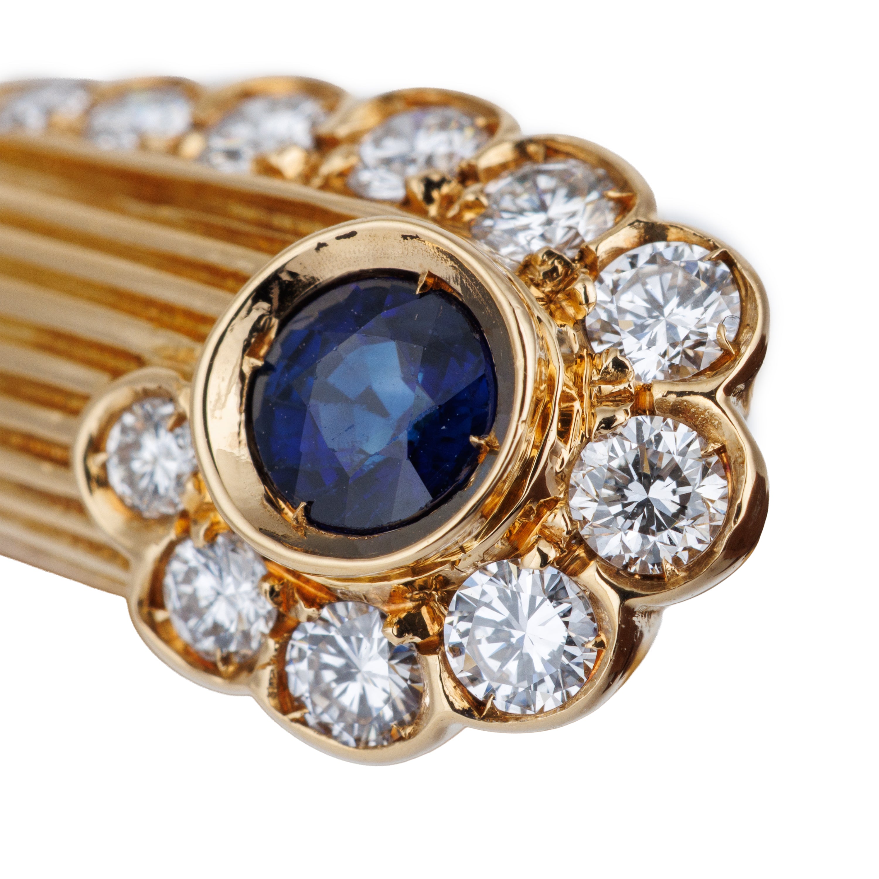 Blue Sapphire & Diamond Double Bangle Bracelet | 18k Yellow Gold