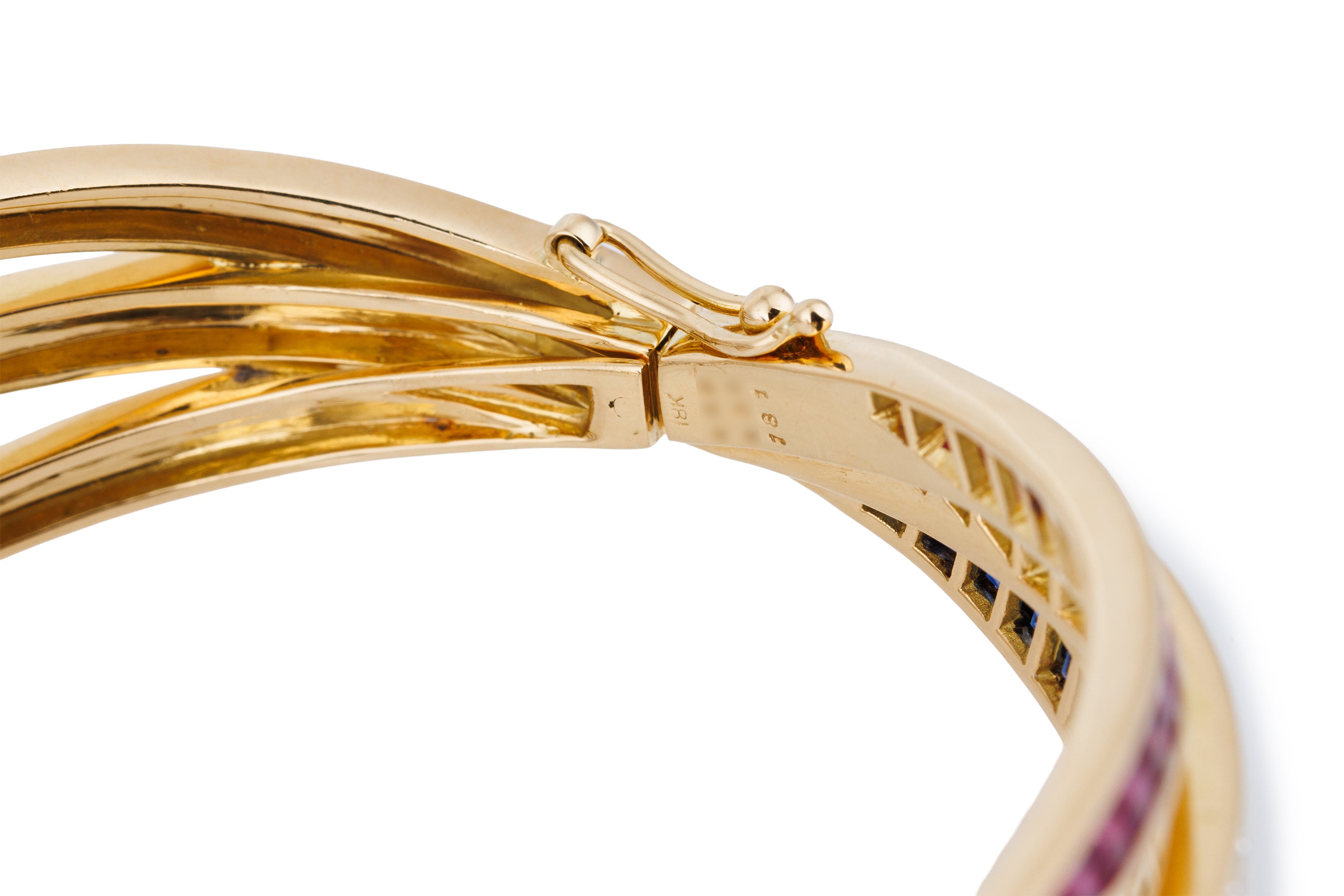 Ruby, Diamond & Sapphire Intertwined Bracelet | 18k Yellow Gold