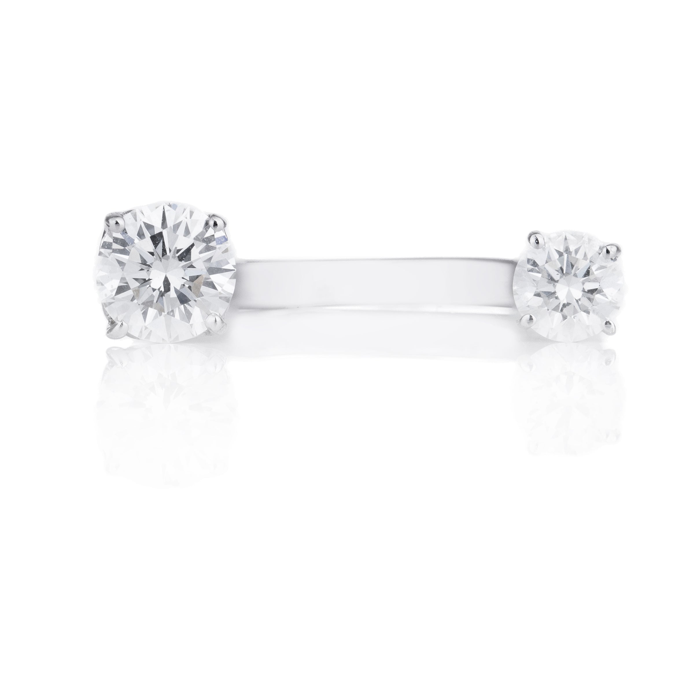 Open Band Floating Diamond Ring | 18k White Gold