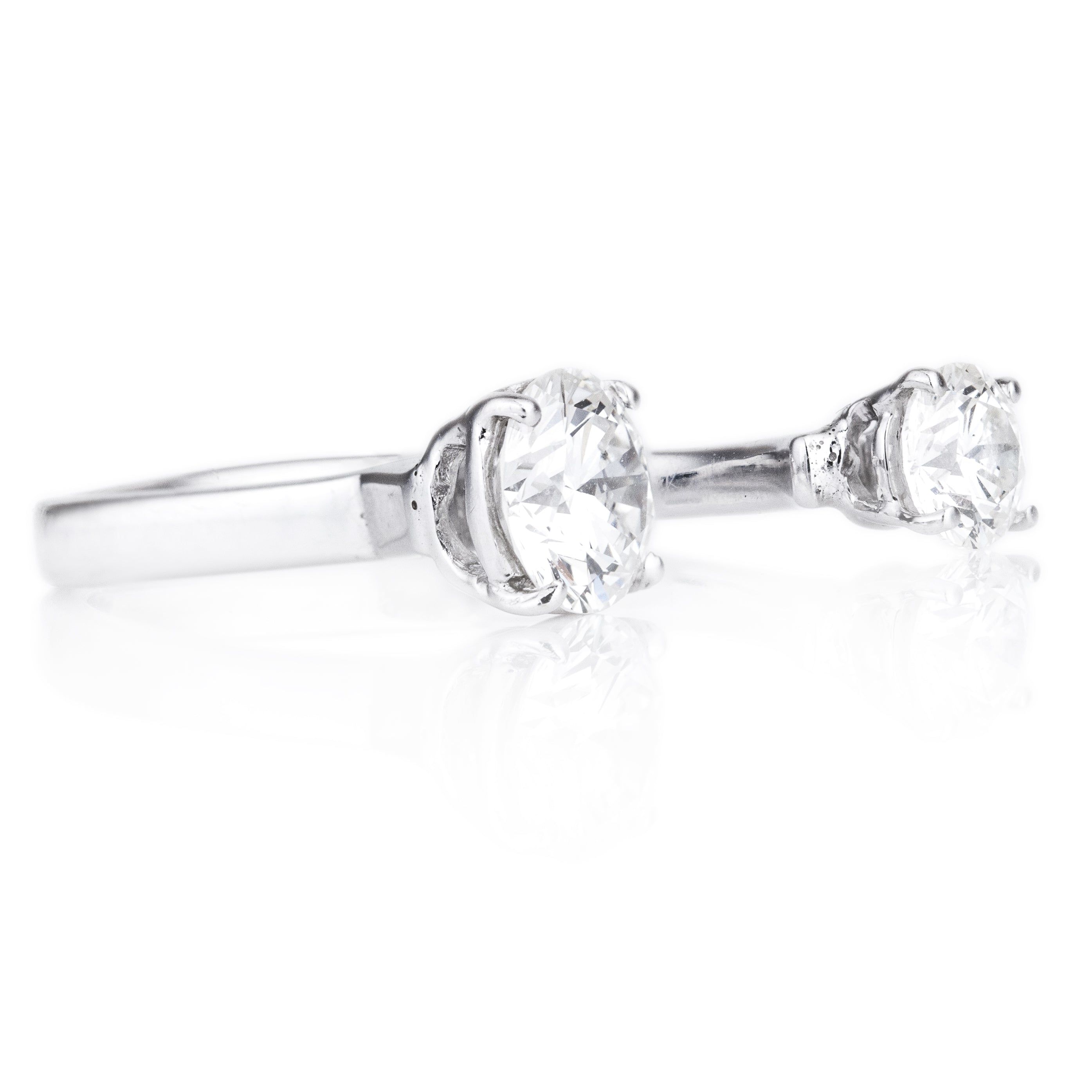 Open Band Floating Diamond Ring | 18k White Gold