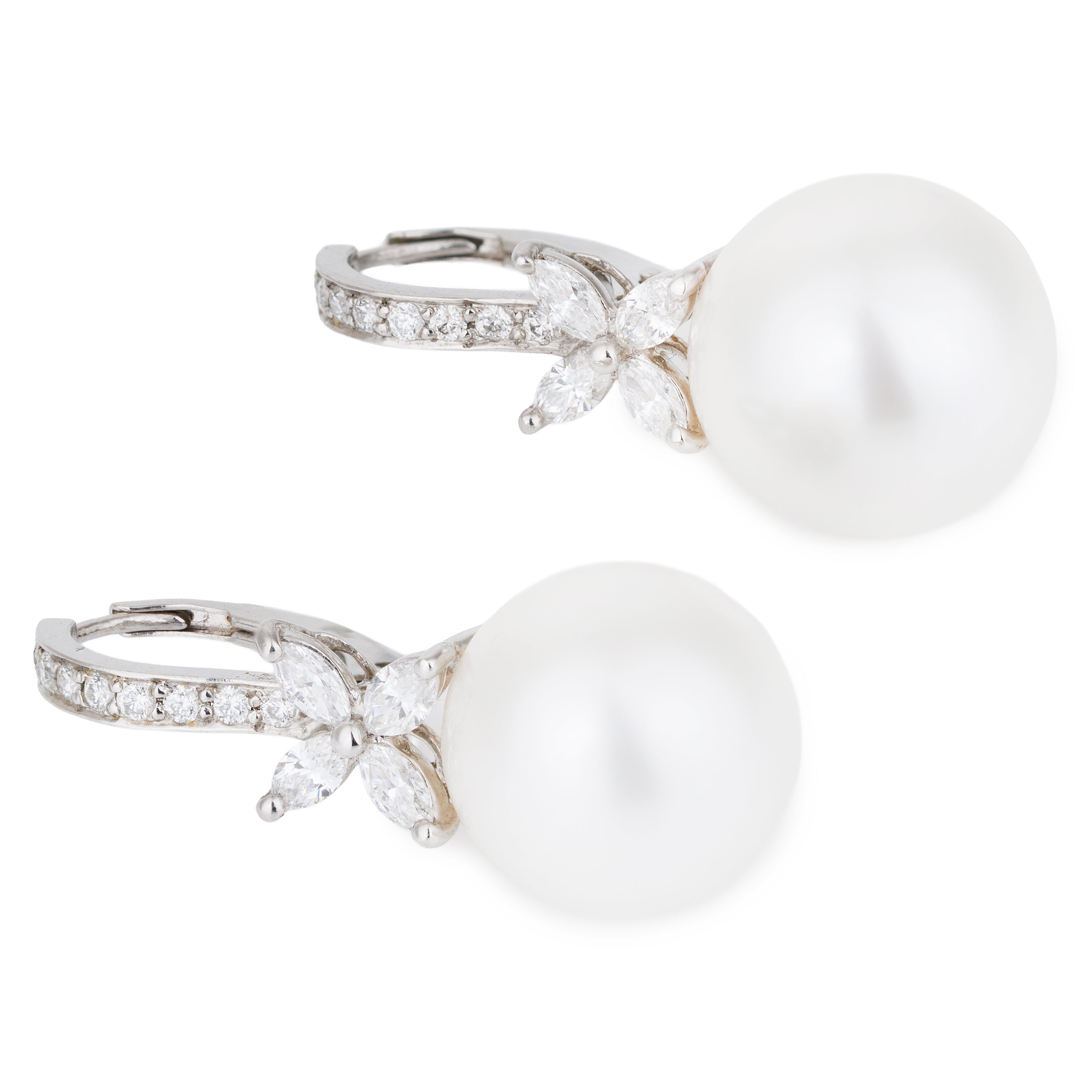 Tiffany & Co 'Victoria' Pearl & Diamond Drop Earrings | Platinum | PT950
