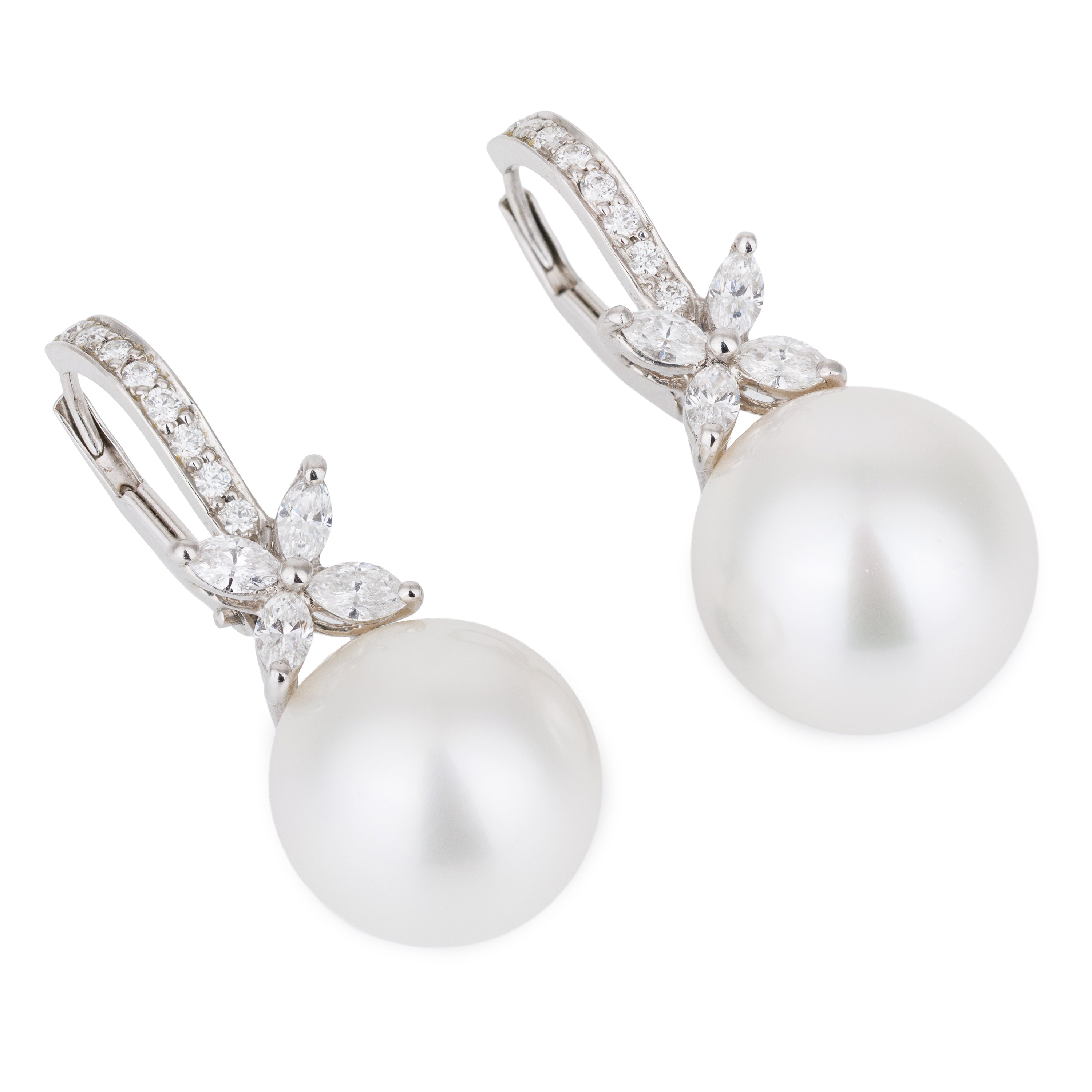 Tiffany & Co 'Victoria' Pearl & Diamond Drop Earrings | Platinum | PT950