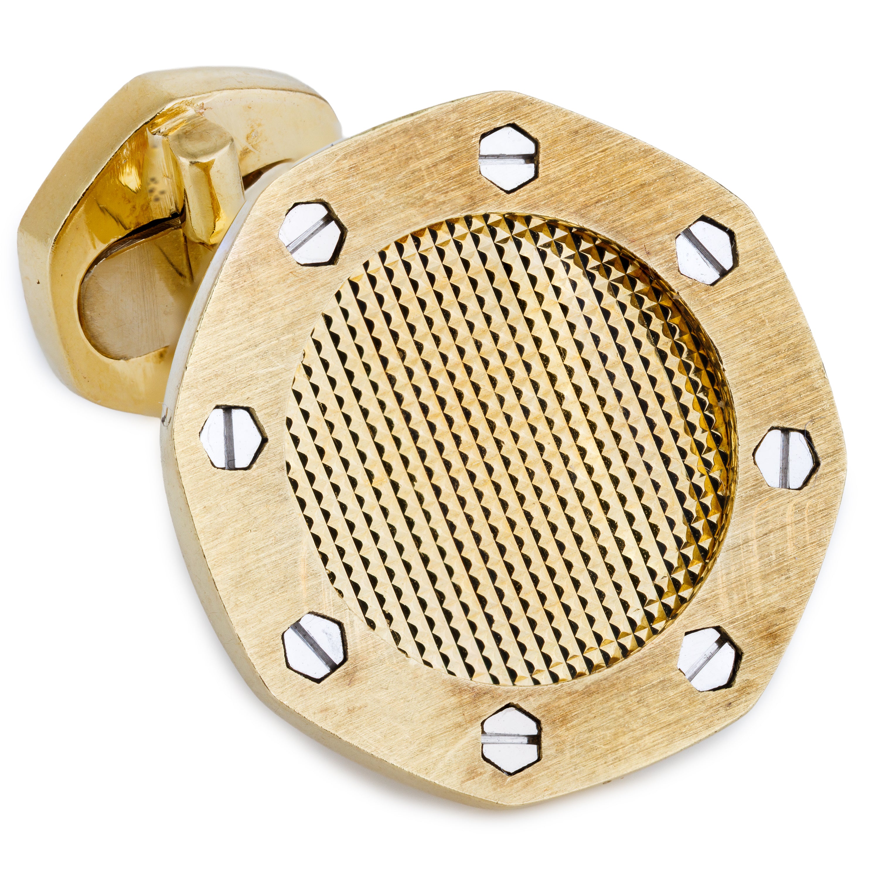 Audemars Piguet Royal Oak Cufflinks | Tapisserie Motif | 18k Yellow Gold | 1990's