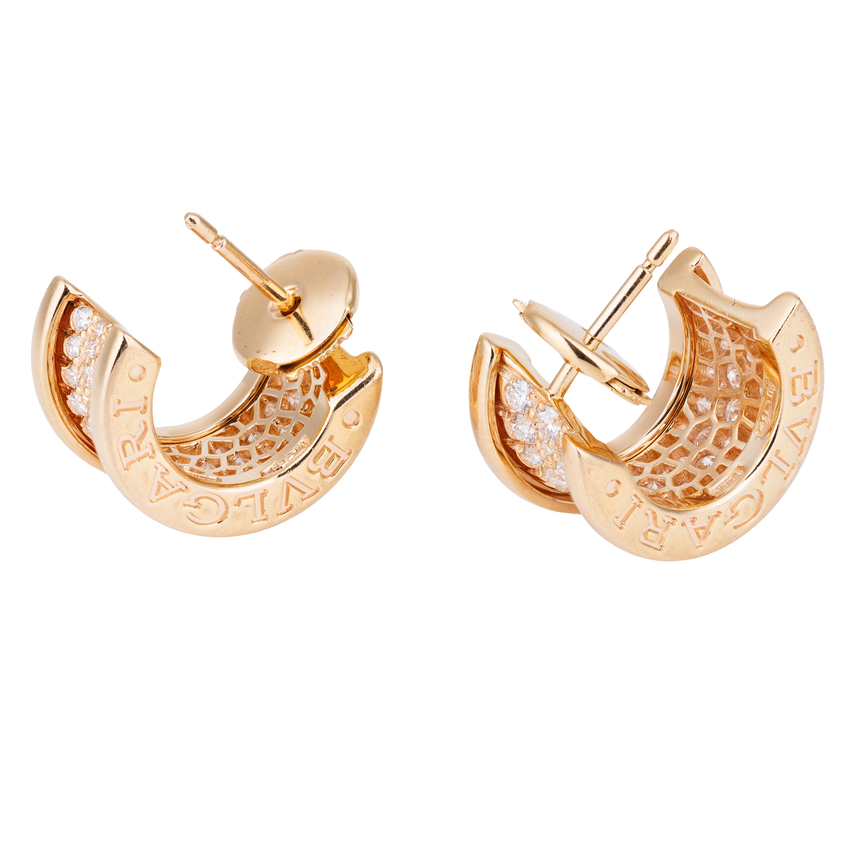 Bvlgari B.Zero1 Diamond Hoop Earrings | 18k Rose Gold | Box & Paper | 2018