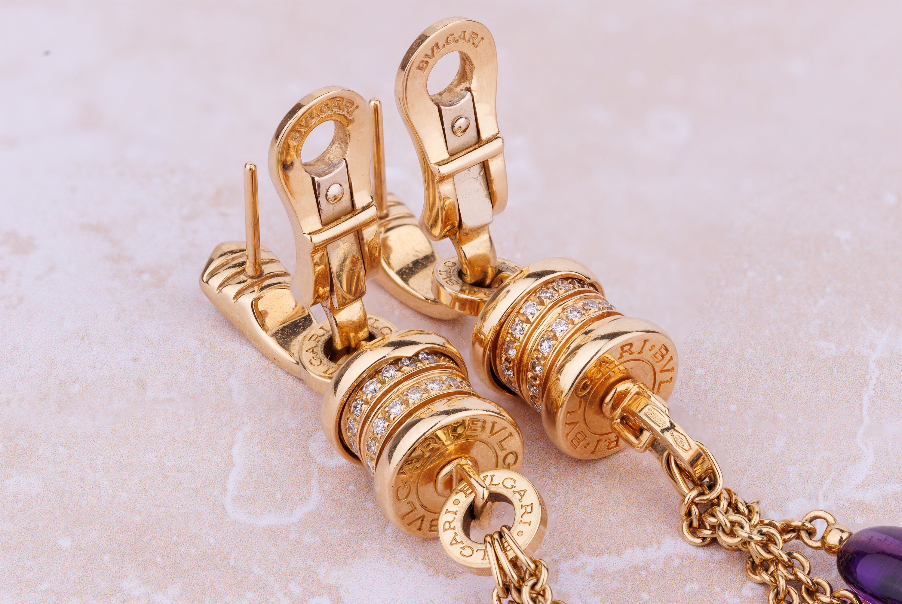 Bvlgari B.zero1 Multi-Gem & Diamond Suite | Lavalier Necklace & Earrings | 18k Yellow Gold