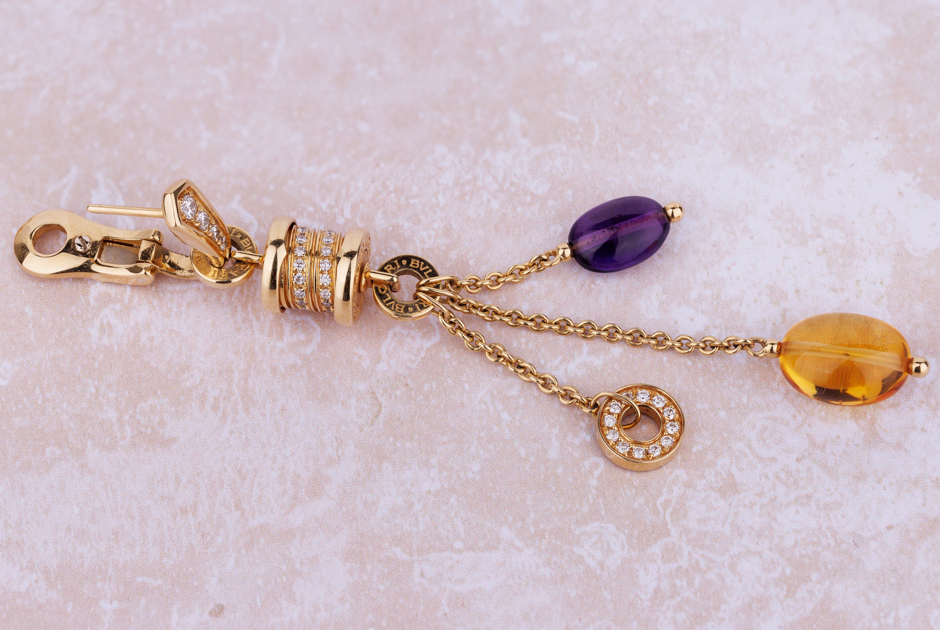 Bvlgari B.zero1 Multi-Gem & Diamond Suite | Lavalier Necklace & Earrings | 18k Yellow Gold