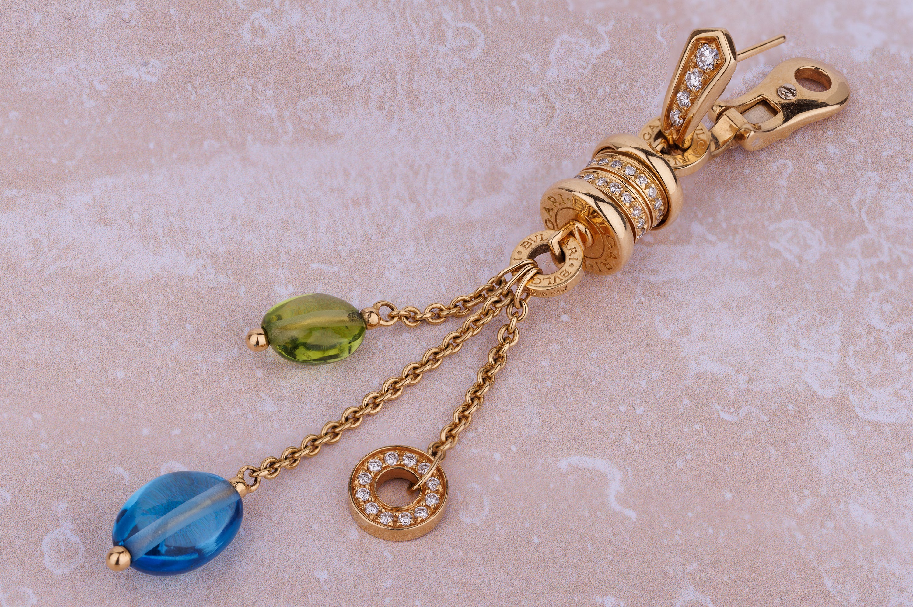 Bvlgari B.zero1 Multi-Gem & Diamond Suite | Lavalier Necklace & Earrings | 18k Yellow Gold