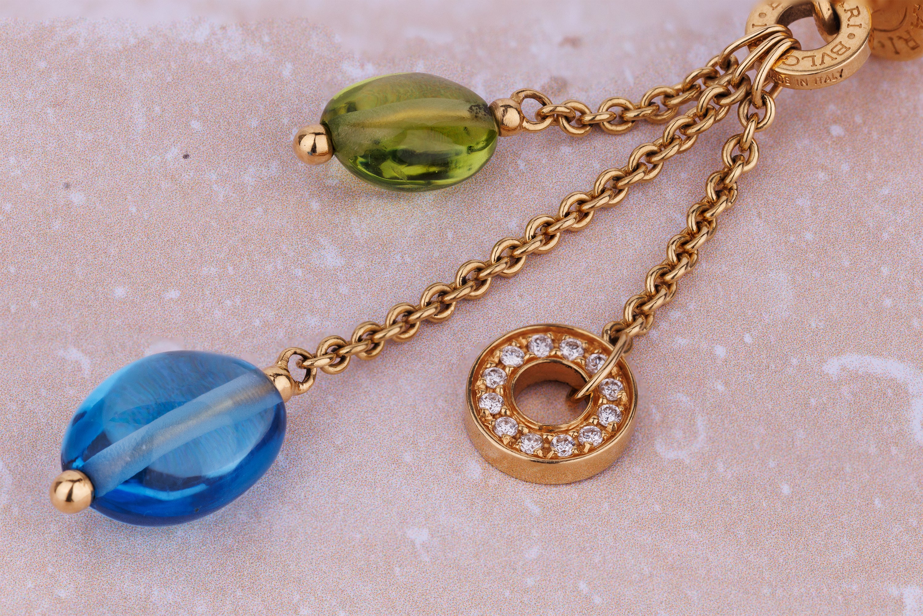 Bvlgari B.zero1 Multi-Gem & Diamond Suite | Lavalier Necklace & Earrings | 18k Yellow Gold