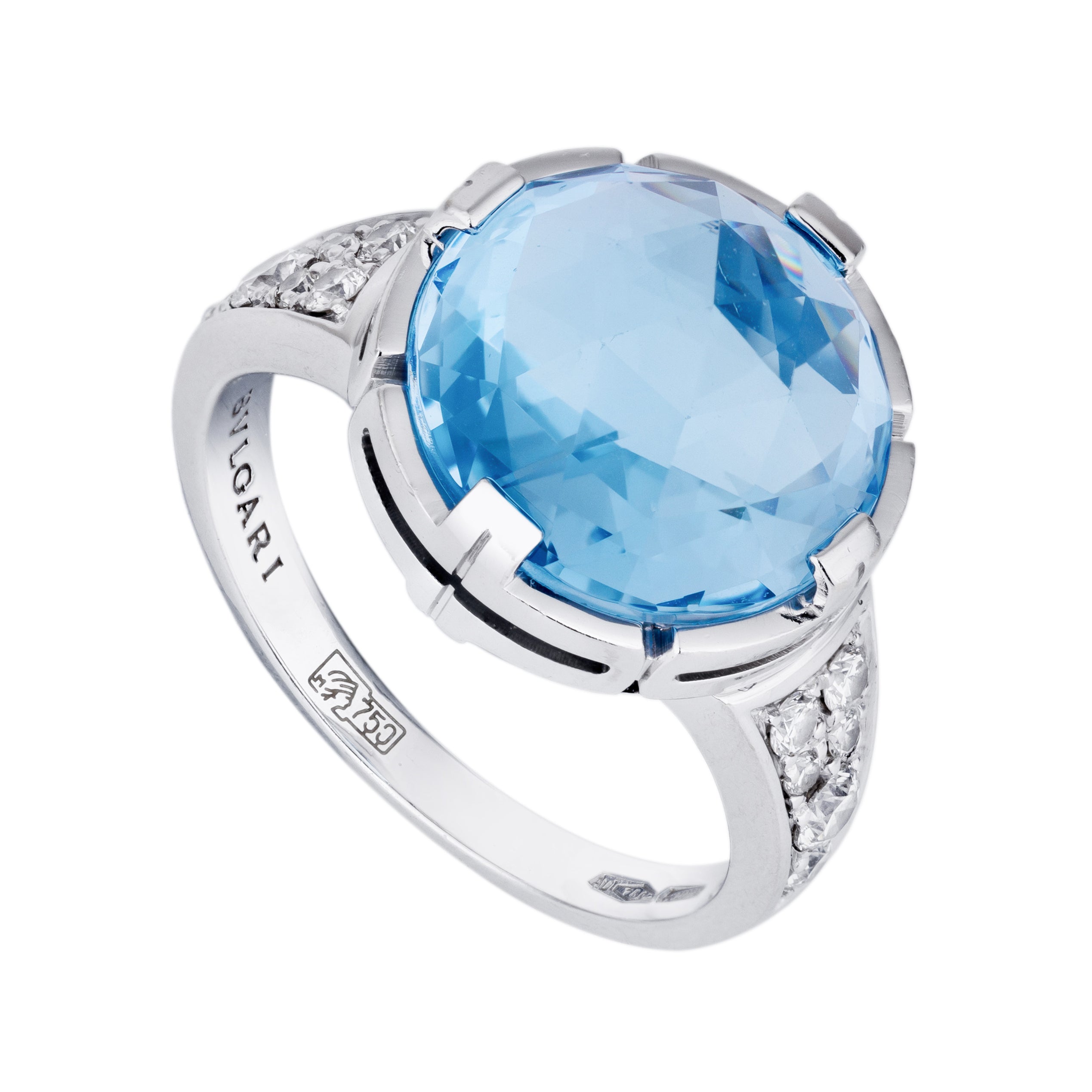 Bvlgari Parentesi Set | Blue Topaz & Diamond | Necklace, Ring & Earrings | 18k White Gold