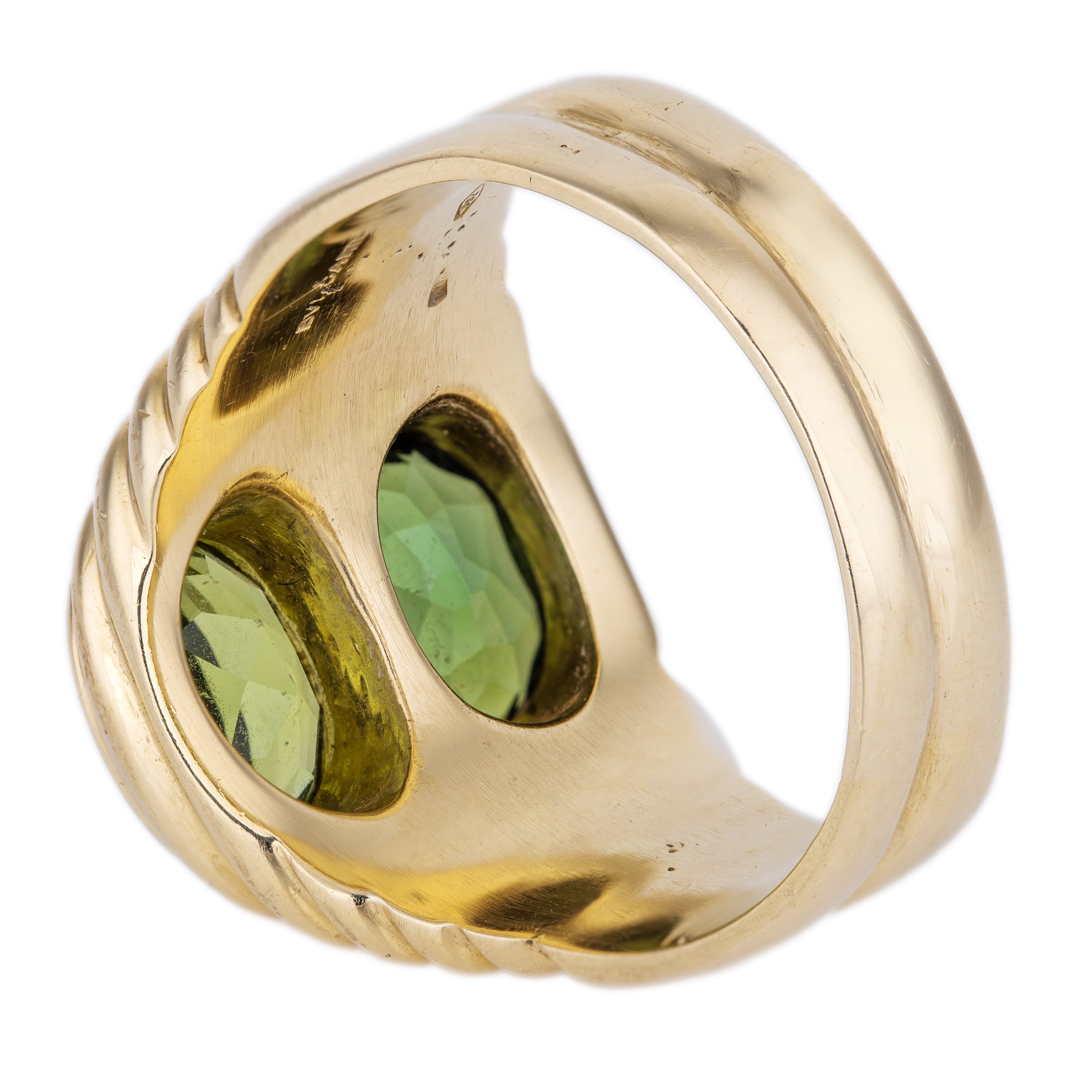 Bvlgari Doppio Baccellato Ring | Peridot & Green Tourmaline | 18k Yellow Gold | 1980's